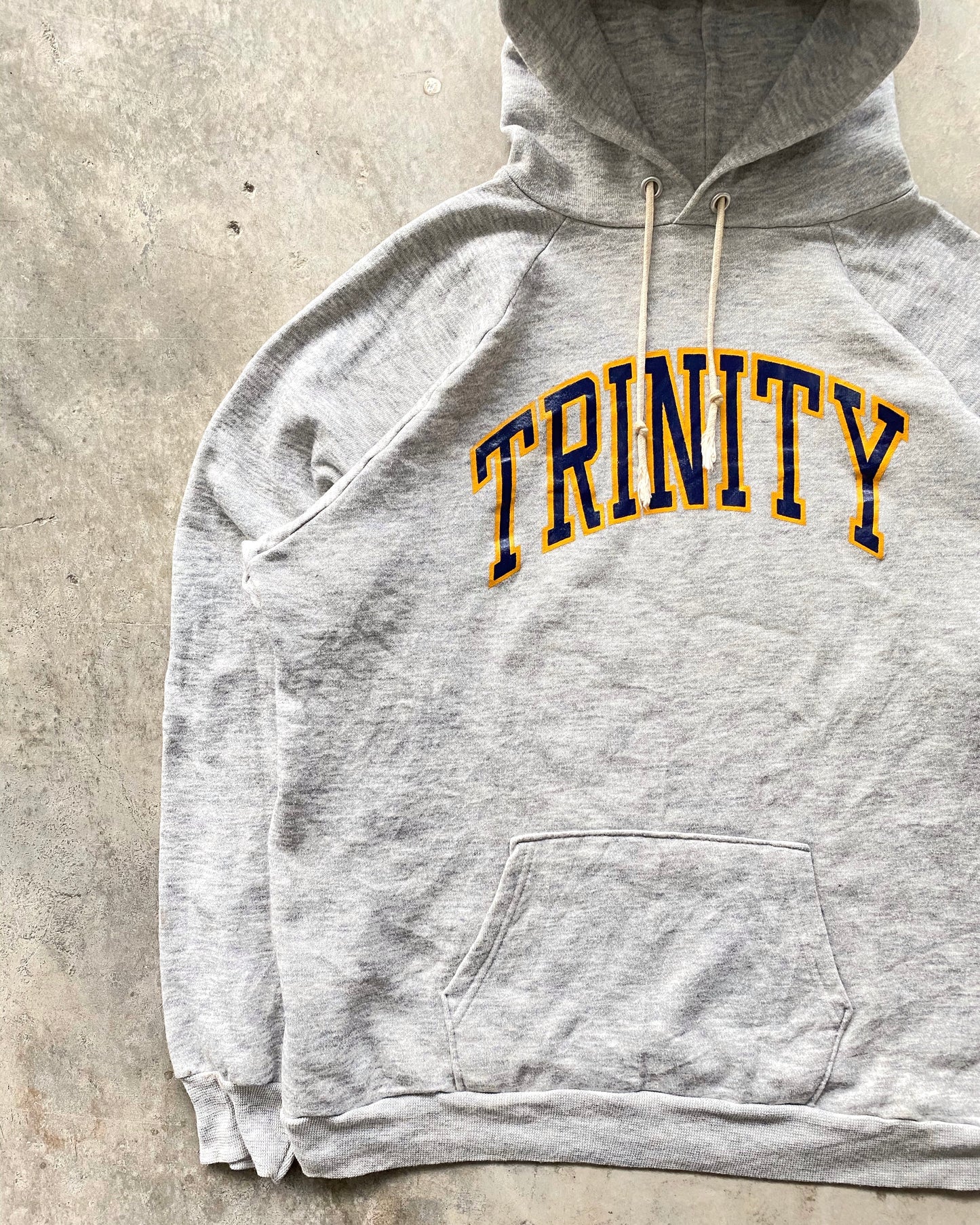 1980S 'TRINITY' GREY CHAMPION HOODIE SIZE (M-XL)