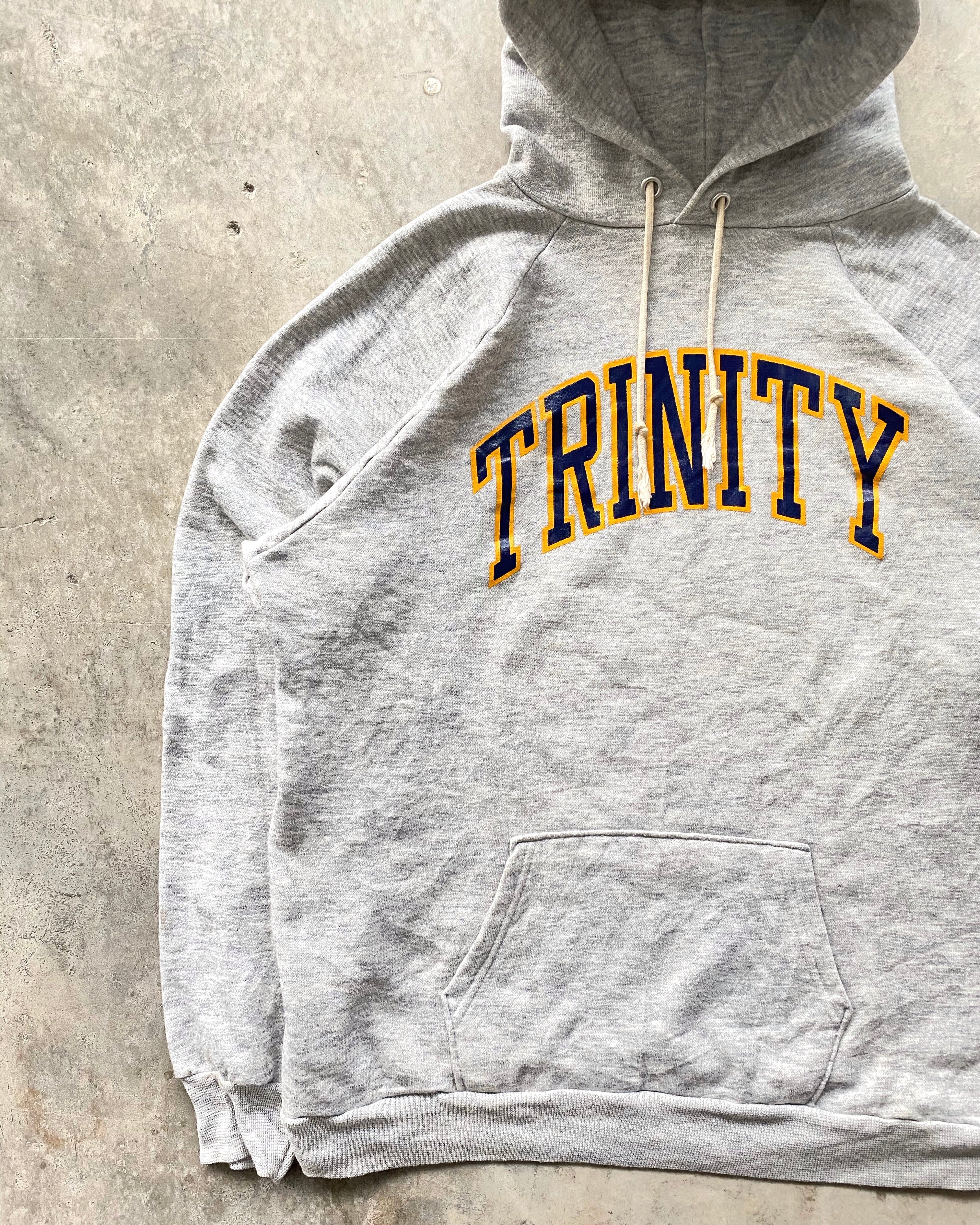 1980S 'TRINITY' GREY CHAMPION HOODIE SIZE (M-XL)