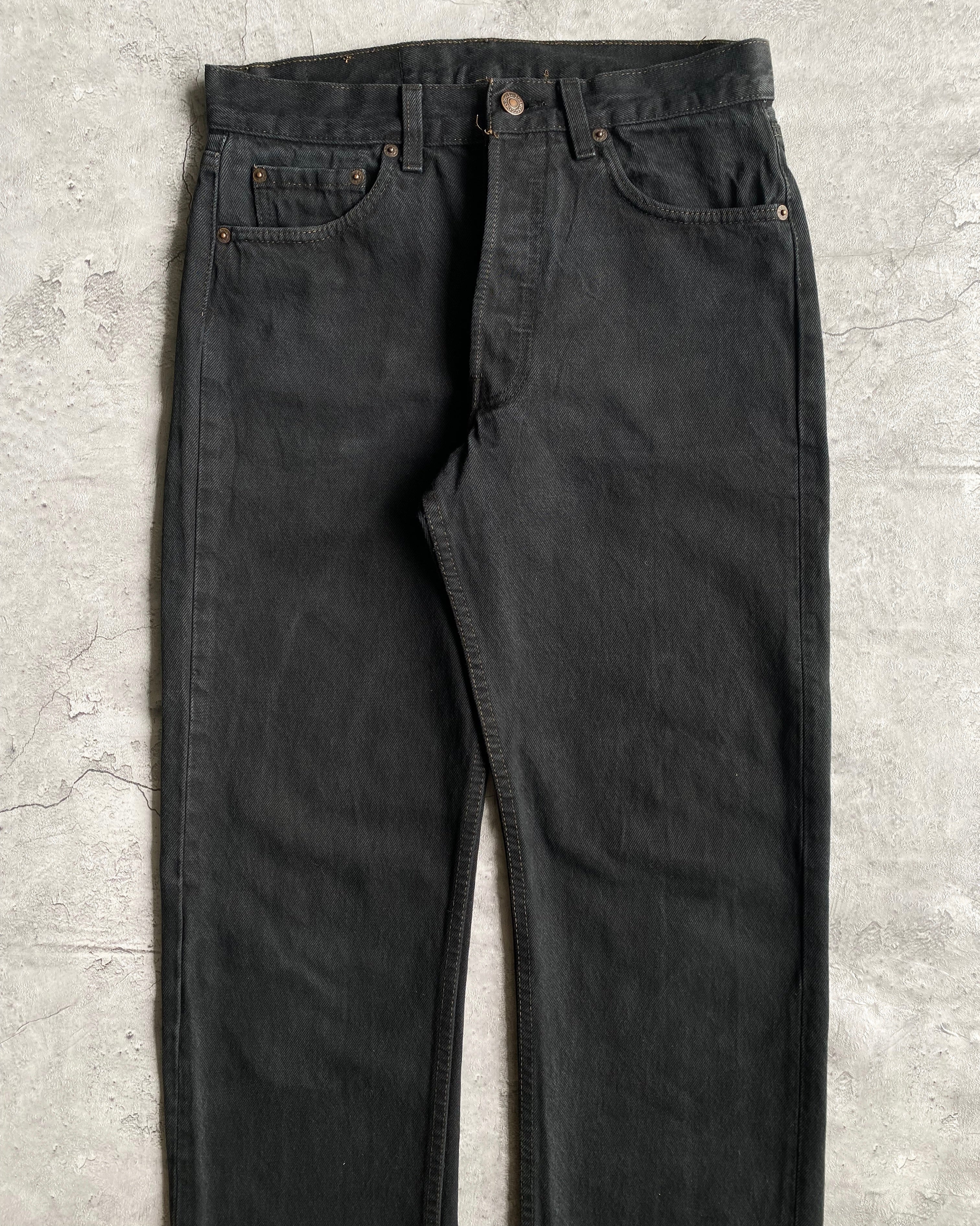 1980S BLACK OVERDYED LEVI'S 501 RELEASED HEM JEANS (30X30)