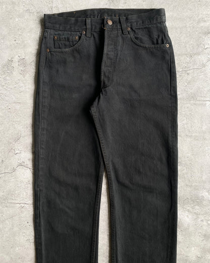 1980S BLACK OVERDYED LEVI'S 501 RELEASED HEM JEANS (30X30)