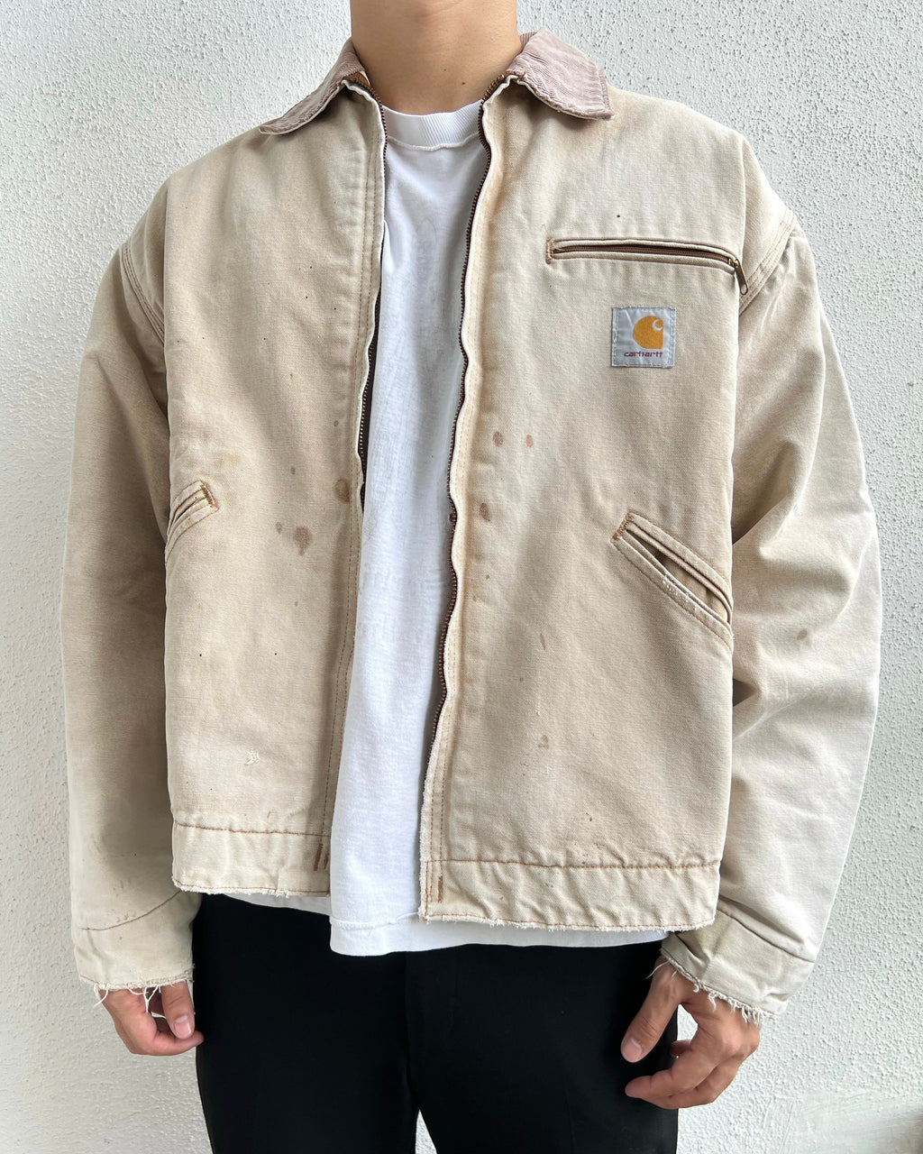 1990S FADED BROWN CARHARTT DETROIT WORK JACKET (L/XL)