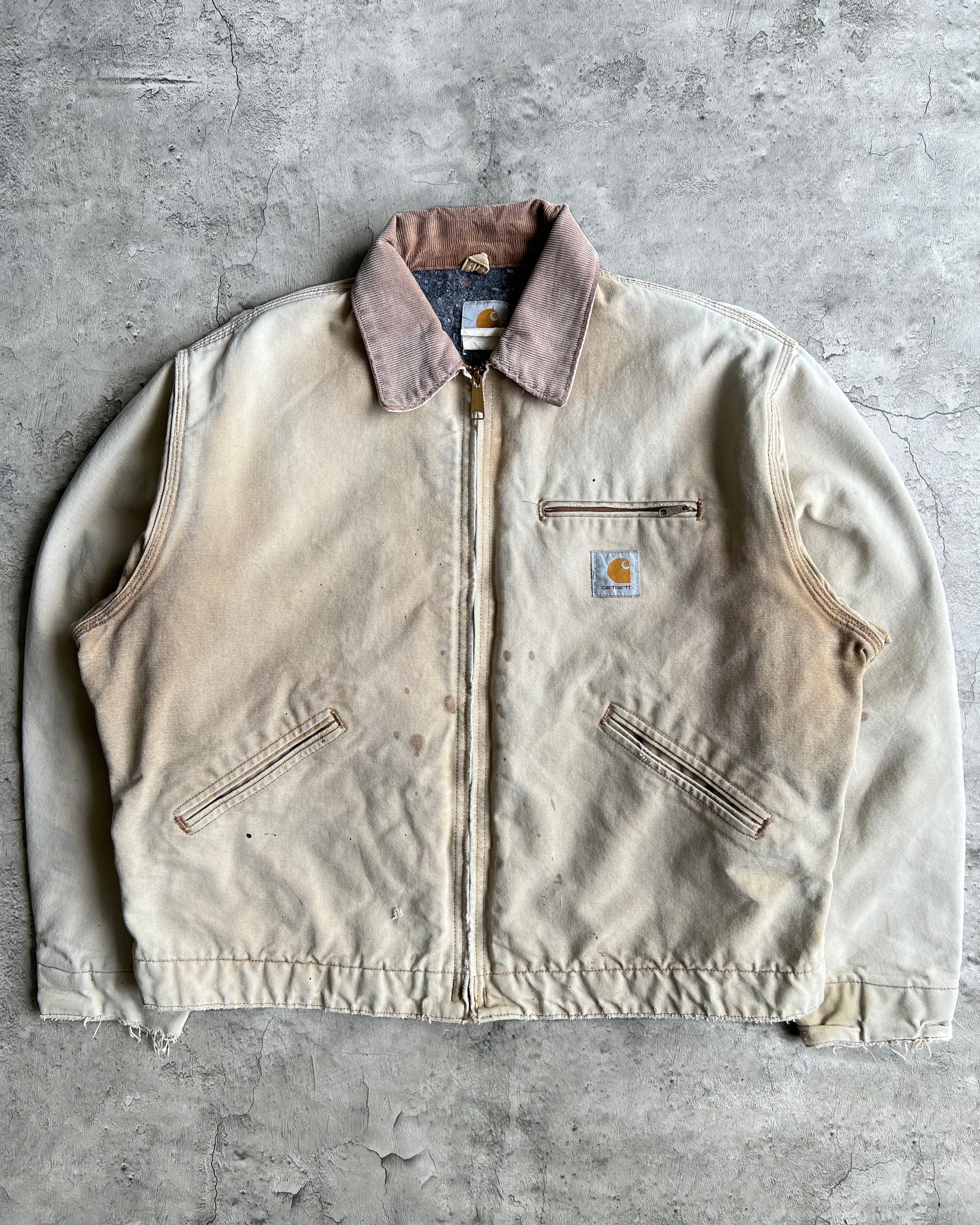 1990S FADED BROWN CARHARTT DETROIT WORK JACKET (L/XL)