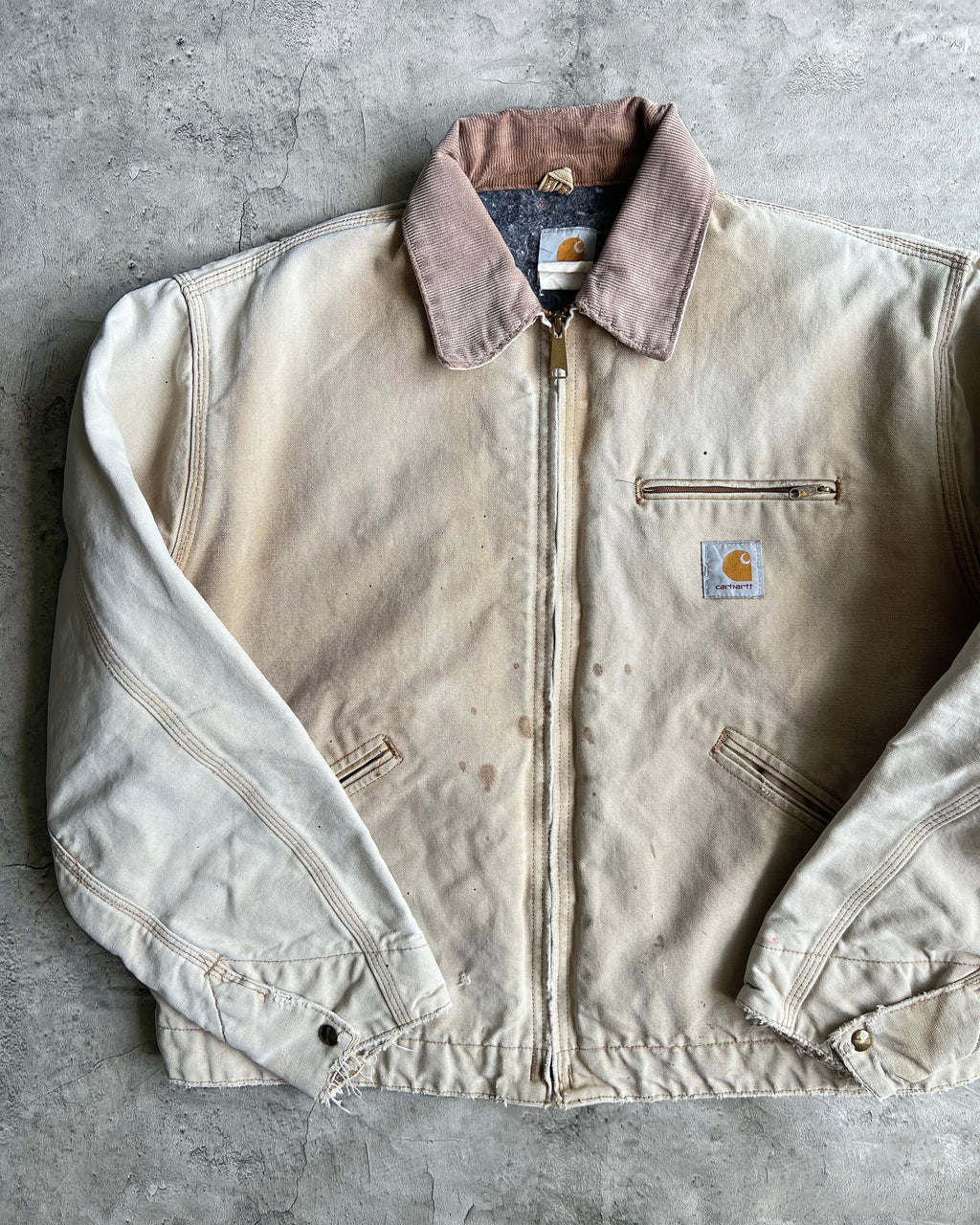 1990S FADED BROWN CARHARTT DETROIT WORK JACKET (L/XL)