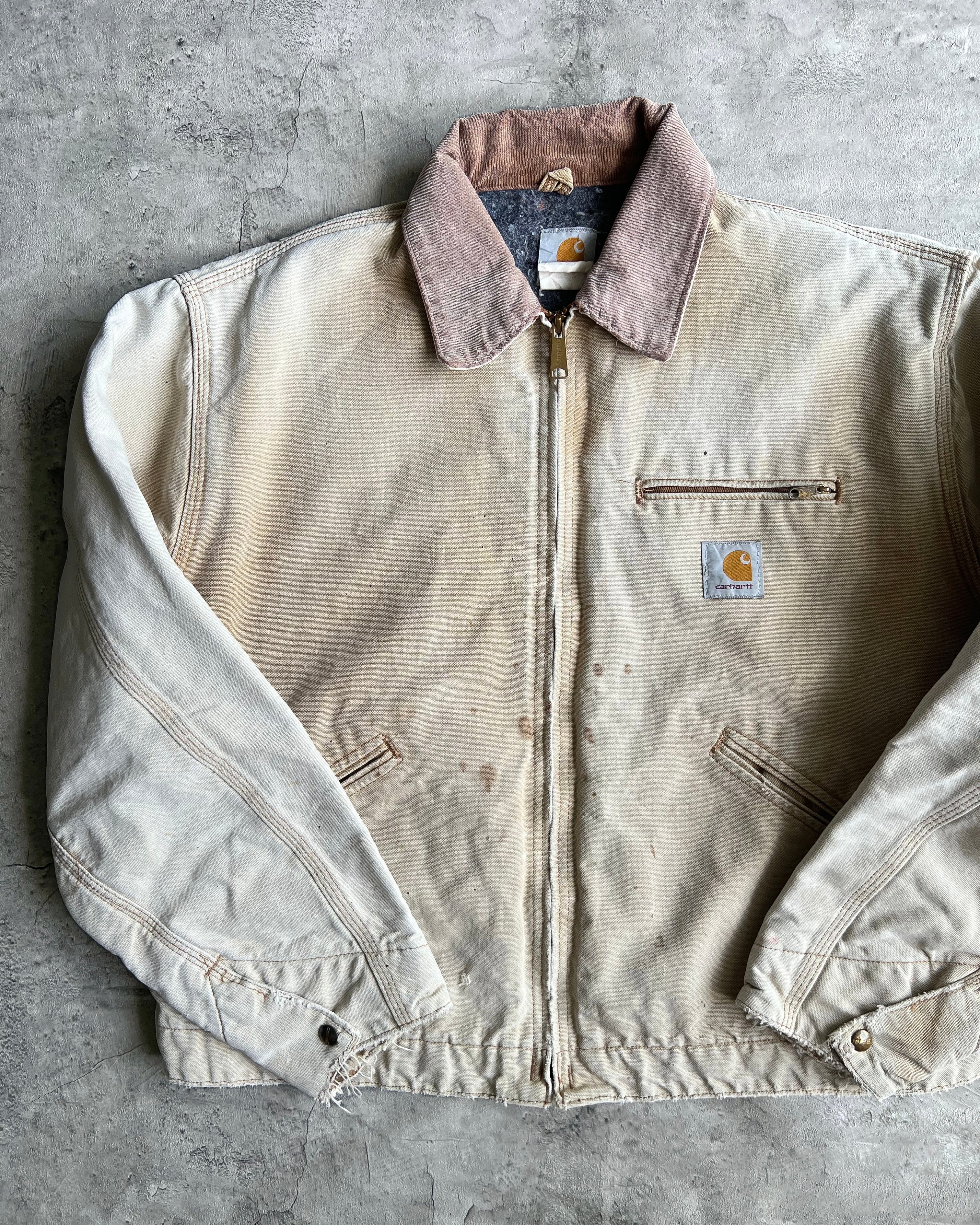 1990S FADED BROWN CARHARTT DETROIT WORK JACKET (L/XL)