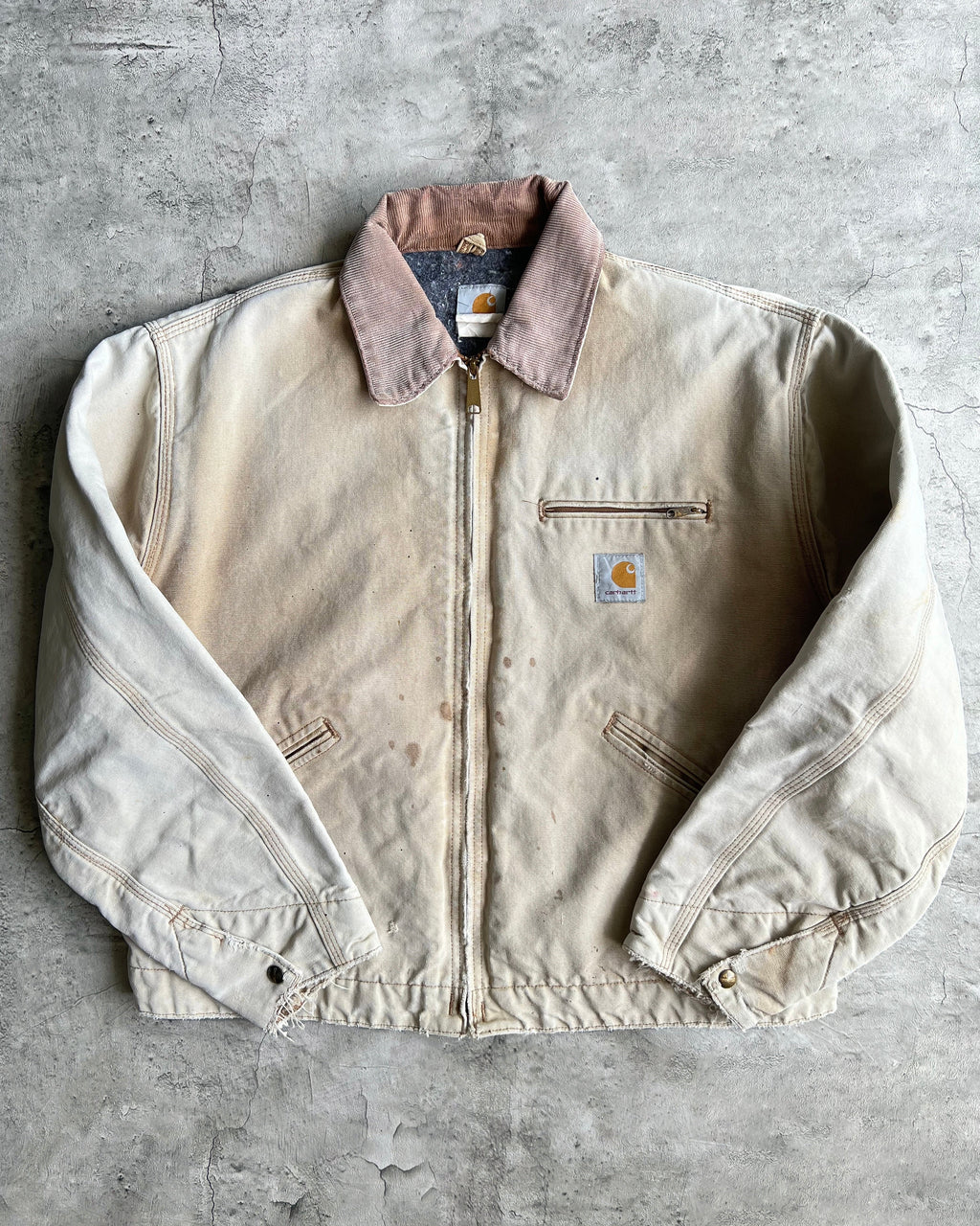 1990S FADED BROWN CARHARTT DETROIT WORK JACKET (L/XL)