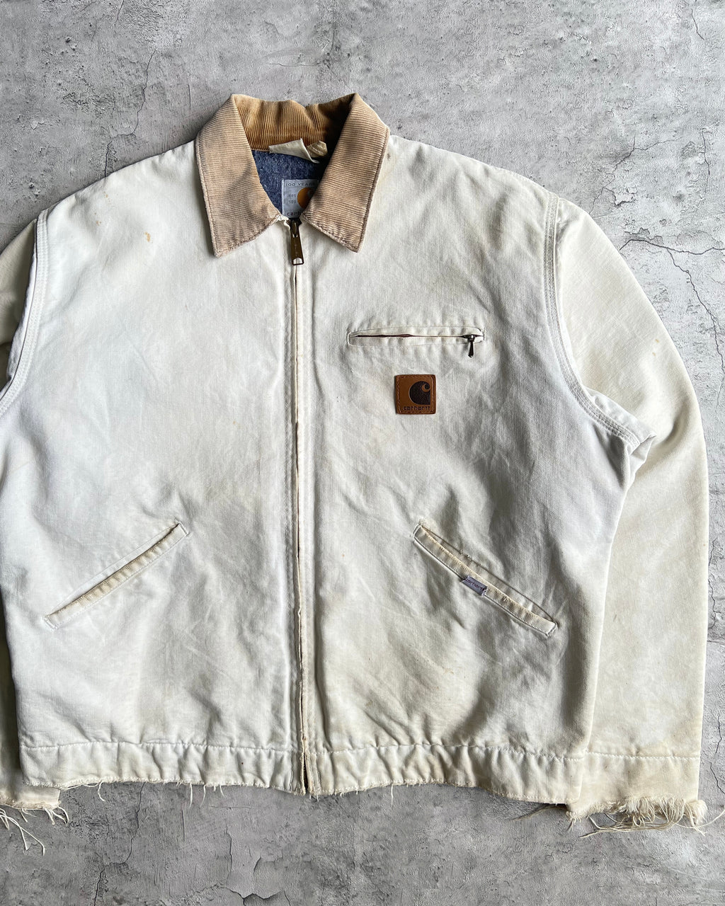 1989 CREAM WHITE CARHARTT DETROIT WORK JACKET (L)