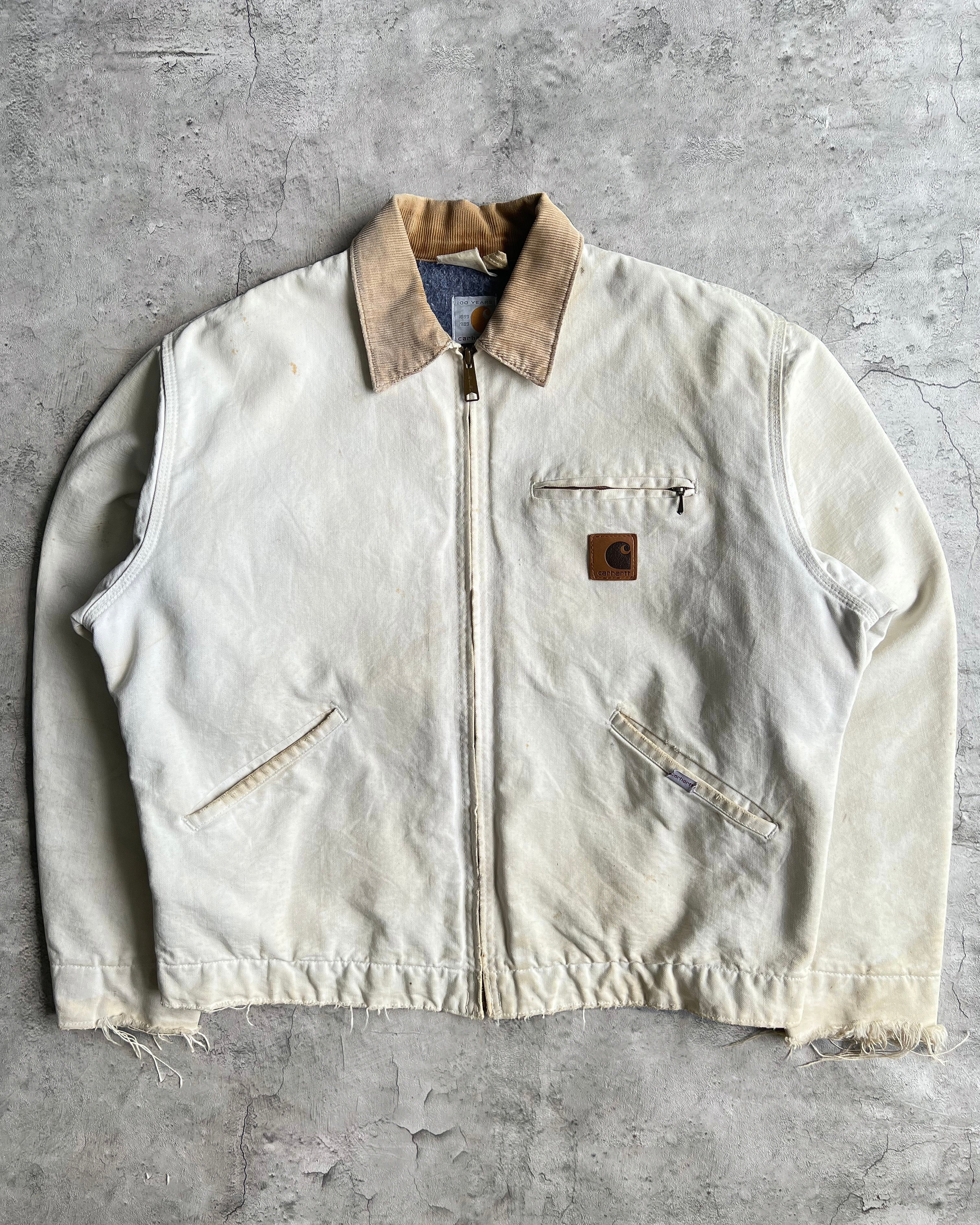 1989 CREAM WHITE CARHARTT DETROIT WORK JACKET (L)