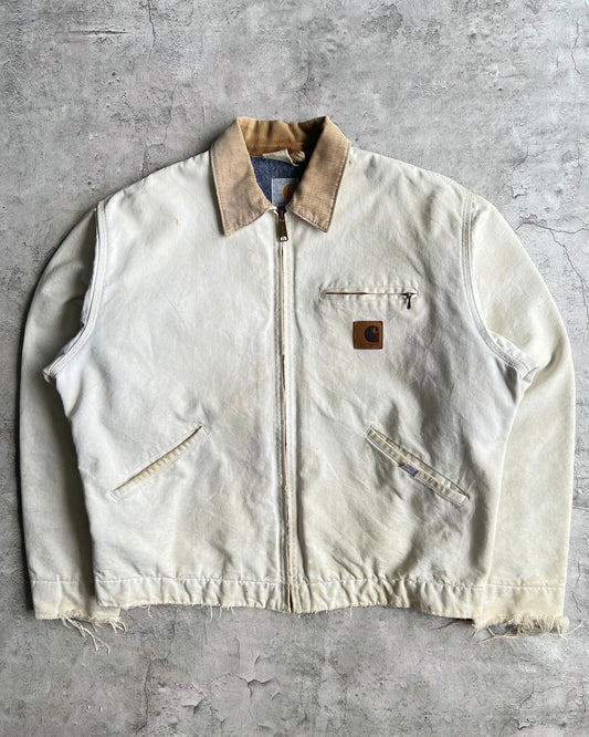 1989 CREAM WHITE CARHARTT DETROIT WORK JACKET (L)