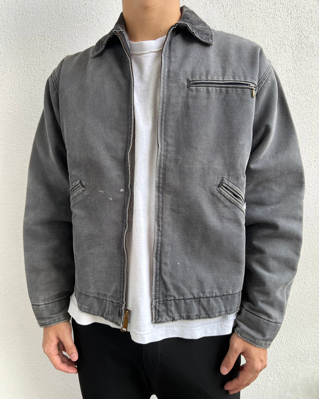 1980S FADED BLACK CARHARTT DETROIT WORK JACKET (M/L)