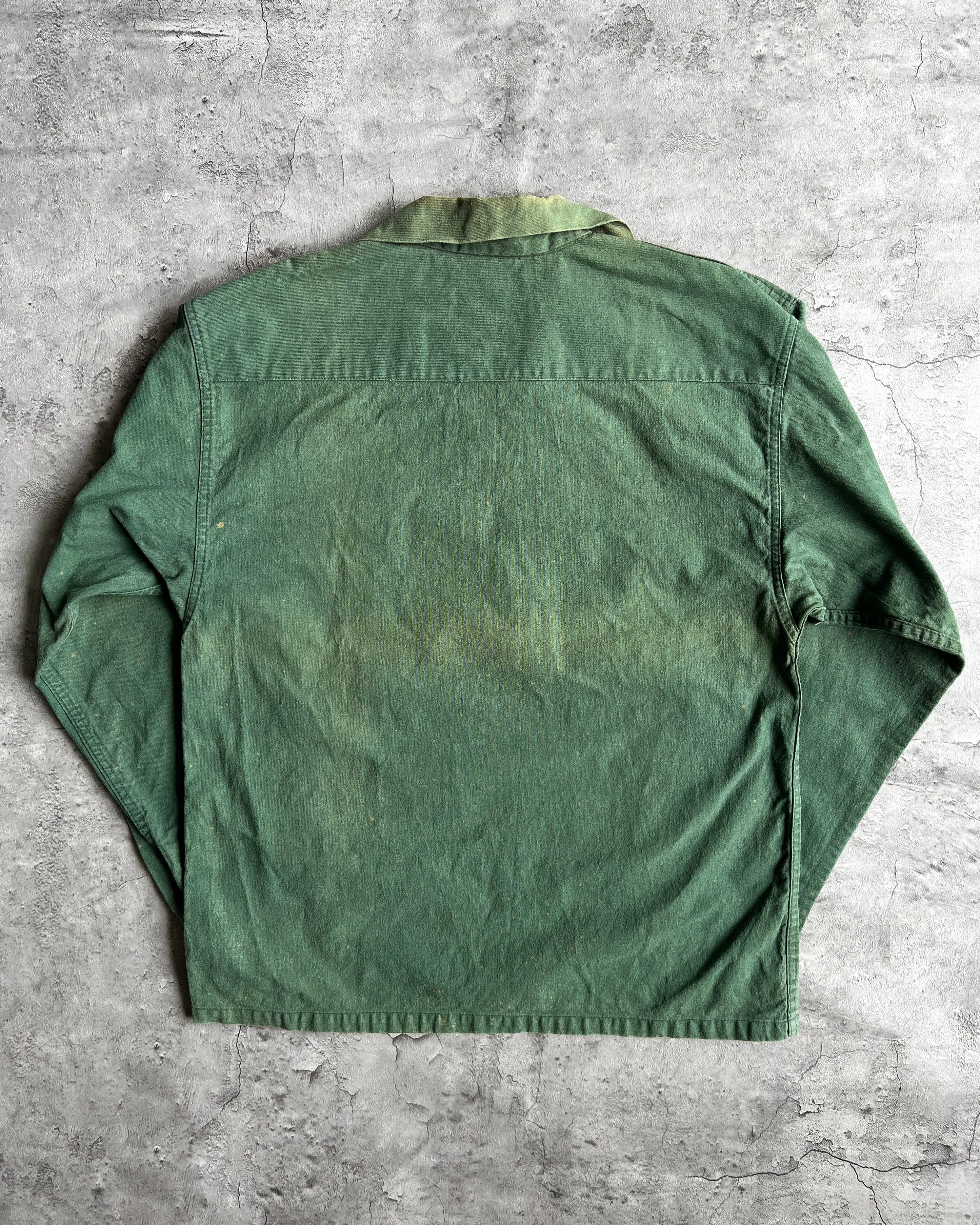 1970S SUN FADED GREEN LE GLAZIK FISHERMAN SMOCK (L)