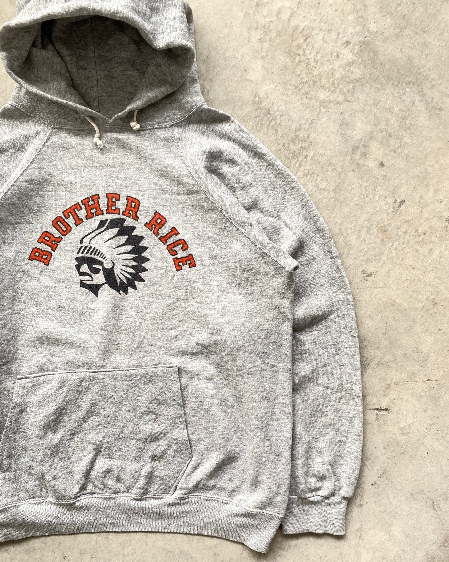 1980S 'BROTHER RICE' GREY CHAMPION HOODIE (S-L)