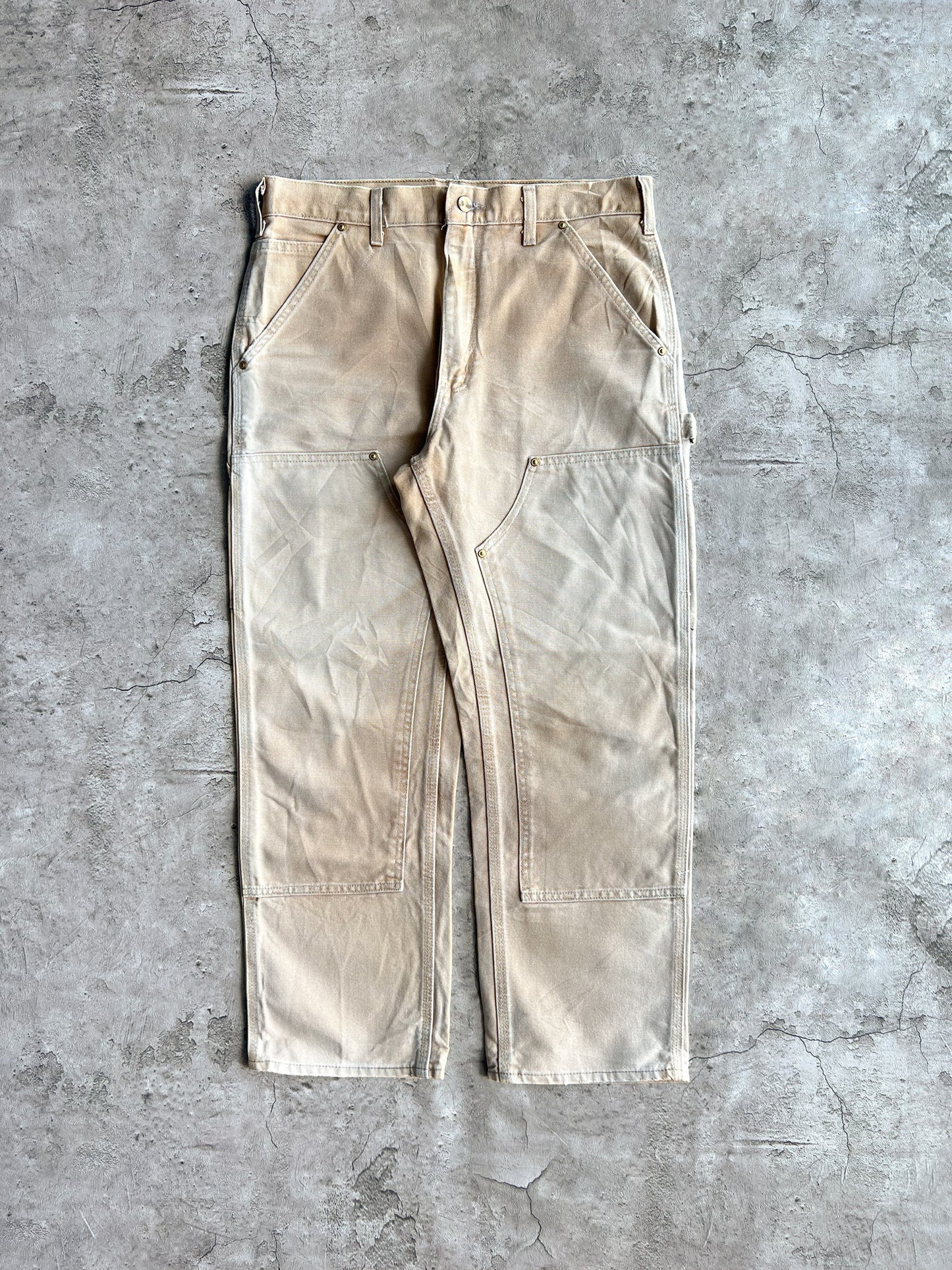 1990S FADED BROWN CARHARTT DOUBLE KNEE PANTS (31X30)