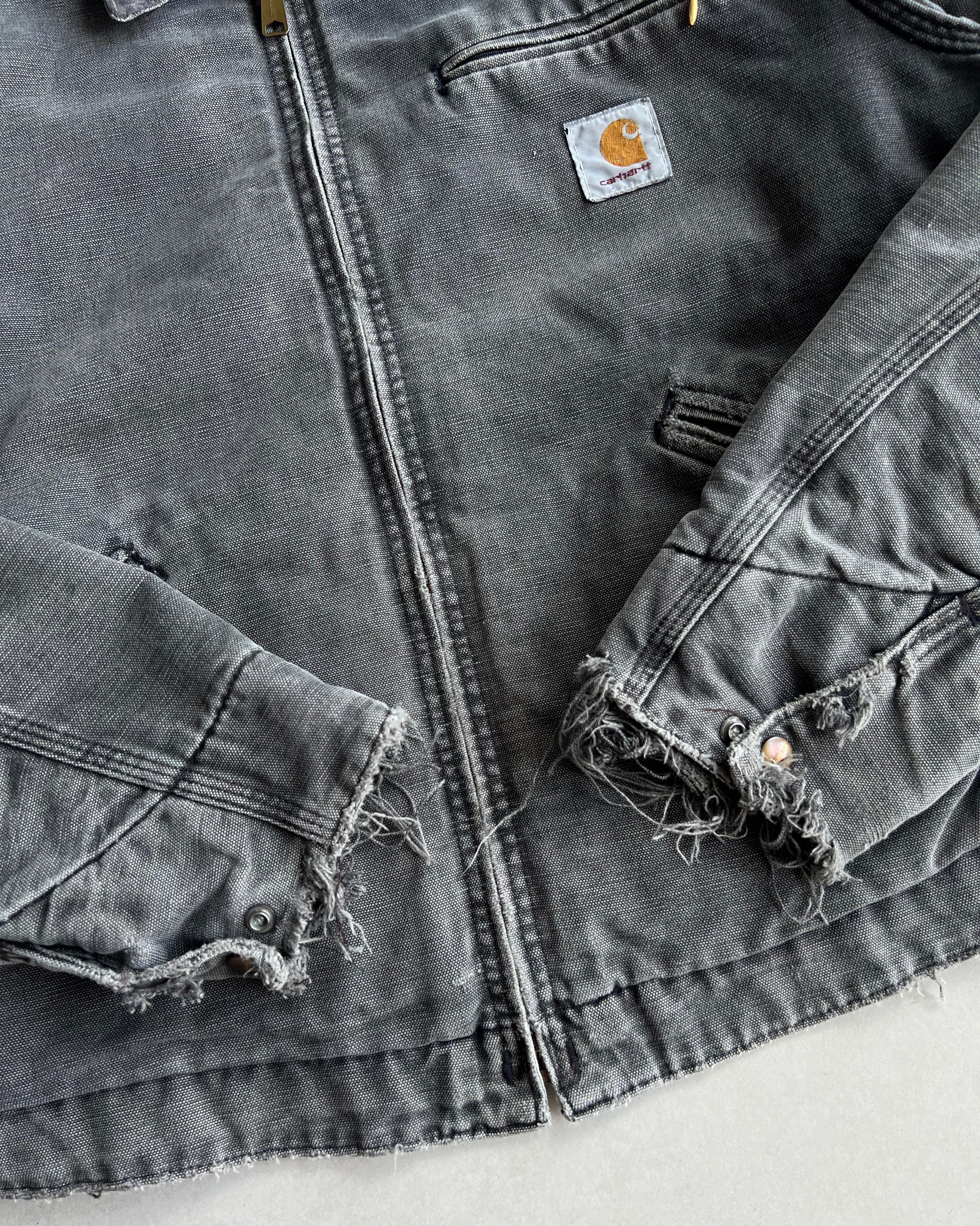 1990S FADED GREY CARHARTT DETROIT WORK JACKET (M)