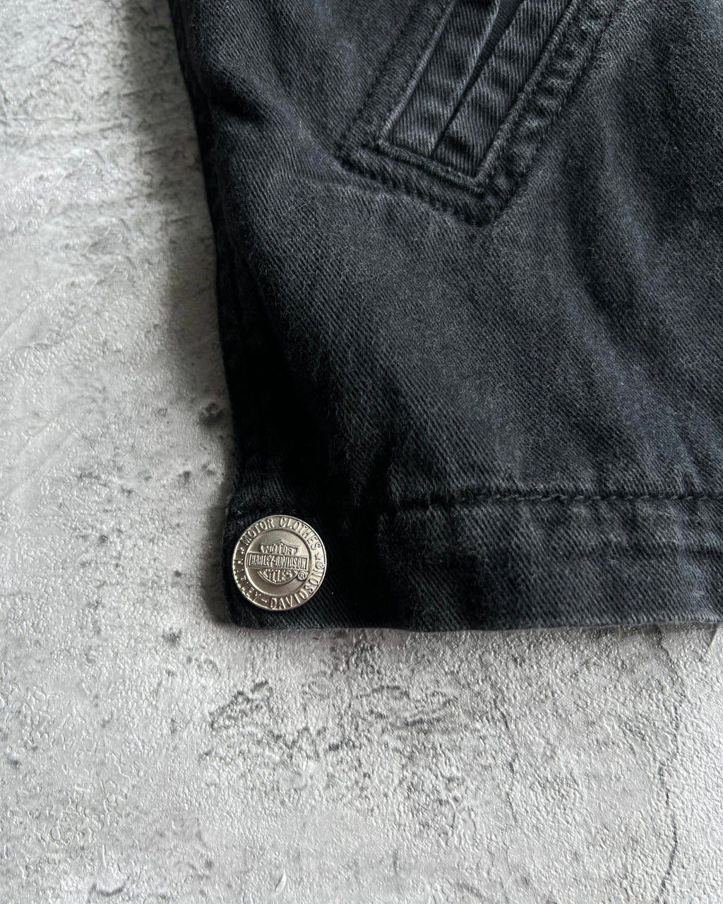 2000S FADED BLACK HARLEY DAVIDSON ZIP-UP WORK SHIRT (L)