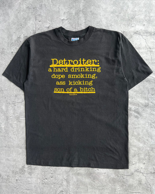 1980S BLACK 'DETROITER' SINGLE STITCH TEE (XL)