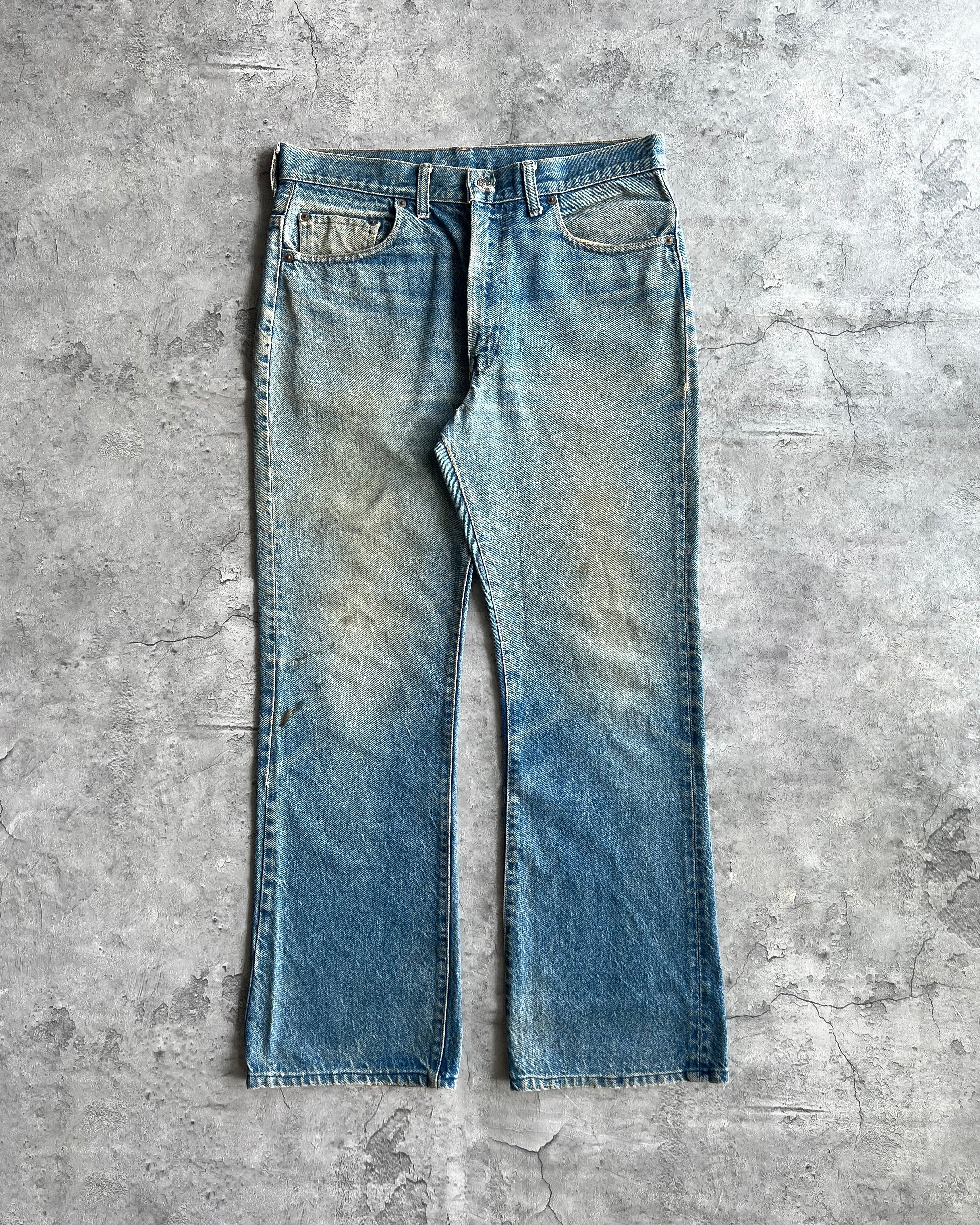 1970S FADED WASHED LEVI'S 517 FLARE DENIM JEANS (34X32)