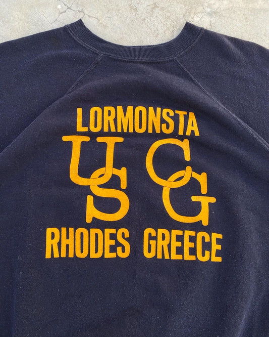1980S ‘LORMONSTA RHODES GREECE’ SHORT SLEEVE RAGLAN SWEATSHIRT (L)