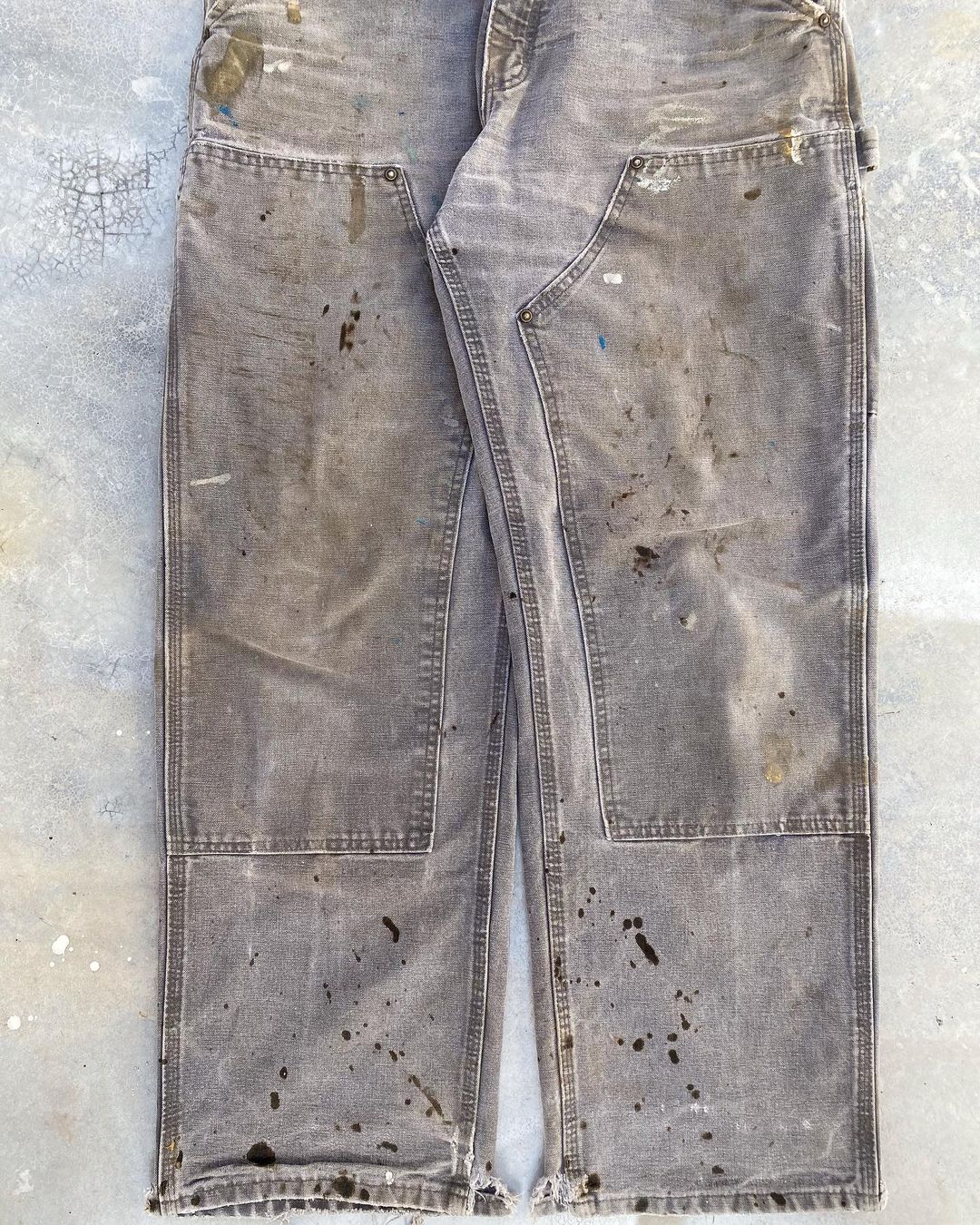 1990s Carhartt Painted Grey Double Knee Pants