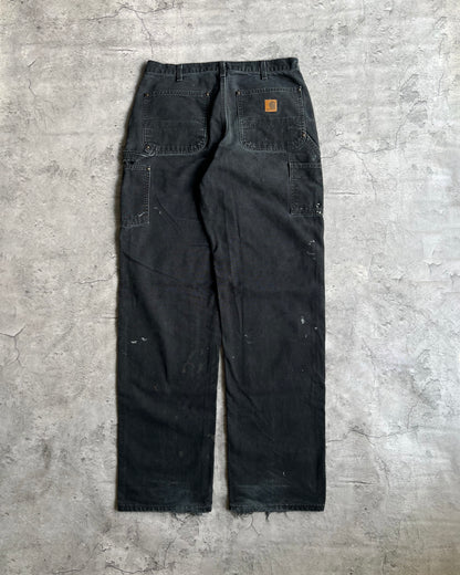 1990S PAINTED BLACK DOUBLE KNEE WORK PANTS (34X35)