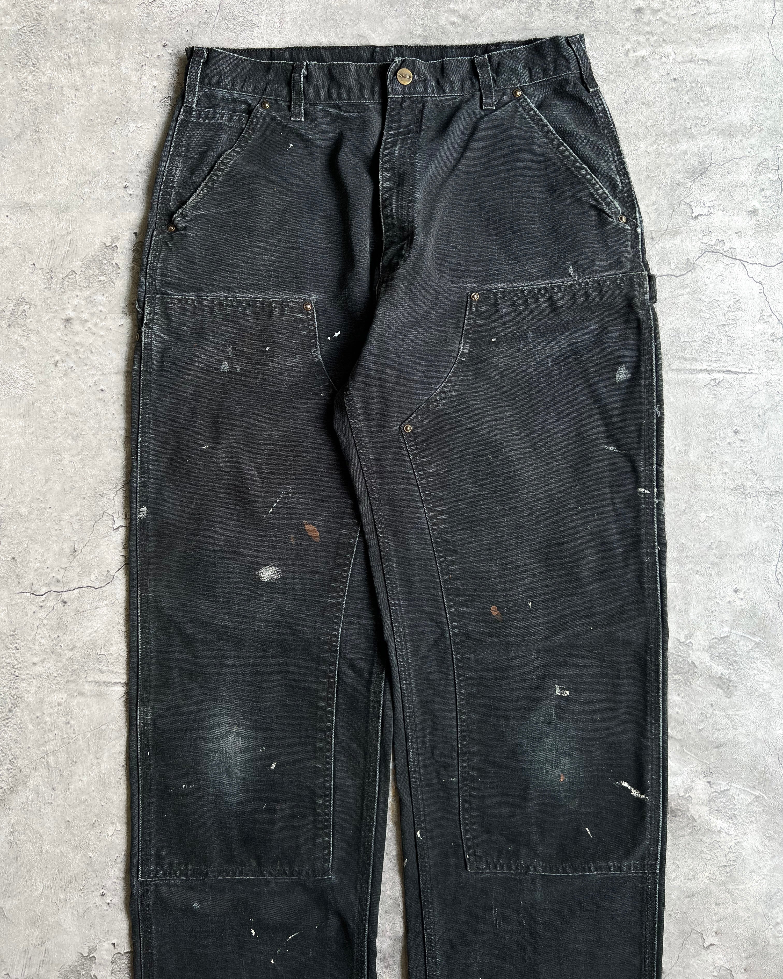 1990S PAINTED BLACK DOUBLE KNEE WORK PANTS (34X35)