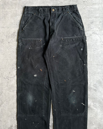 1990S PAINTED BLACK DOUBLE KNEE WORK PANTS (34X35)