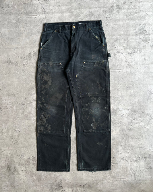 1990S BLACK CARHARTT DOUBLE KNEE WORK PANTS (32x30)