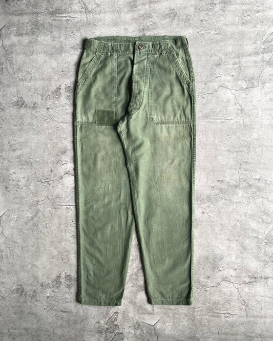 1960S REPAIRED OG-107 SATEEN US ARMY TROUSERS (32X33)