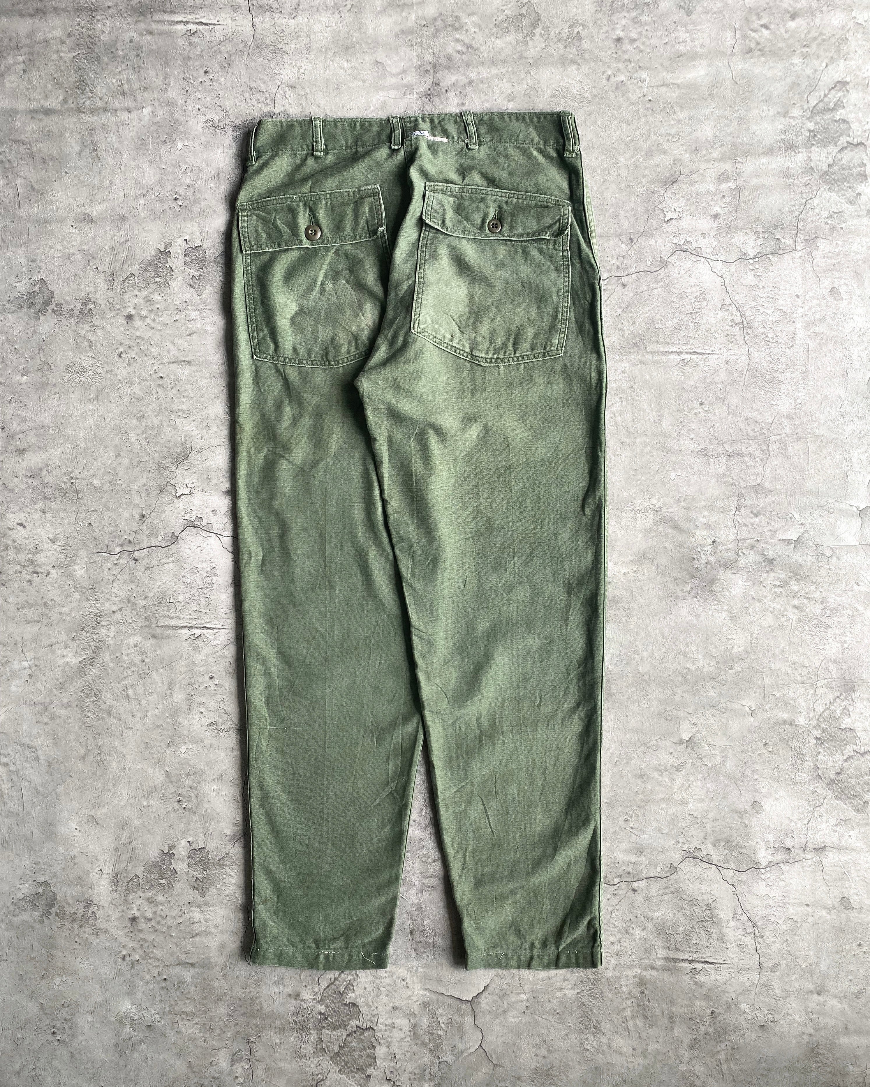 1960S REPAIRED OG-107 SATEEN US ARMY TROUSERS (32X33)