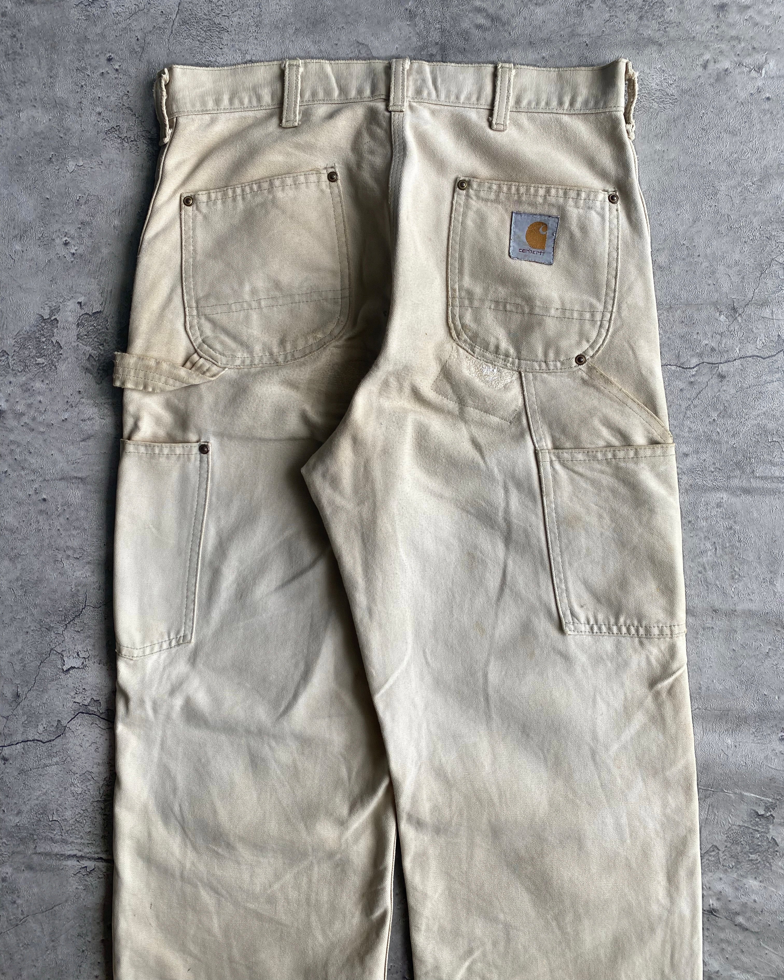 1990S OFF WHITE CARHARTT DOUBLE KNEE PANTS (30X30)