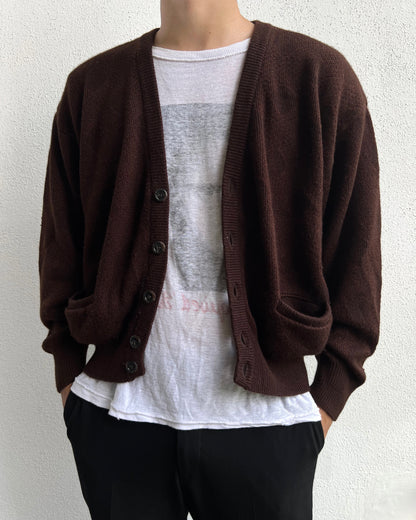 1990S BROWN KNIT CARDIGAN (M)