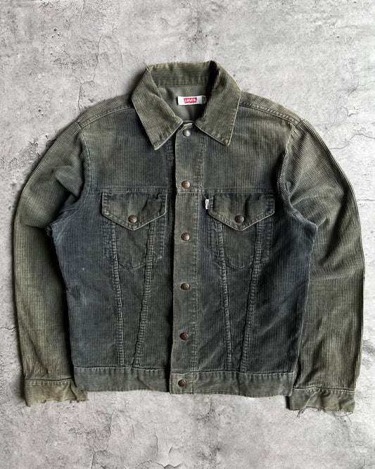 1980S SUN FADED GREEN CORDUROY LEVI'S TYPE III TRUCKER JACKET (M)
