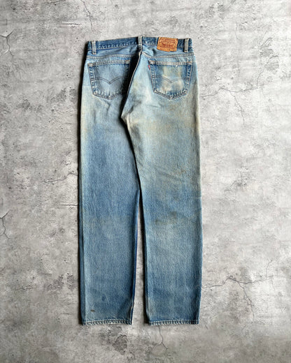 1990S FADED WASHED LEVI'S 501 PATCHED JEANS (36X36)