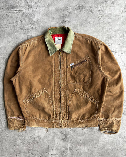 1990S BROWN DISTRESSED LEE WORK JACKET (S-L)