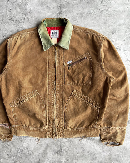 1990S BROWN DISTRESSED LEE WORK JACKET (S-L)