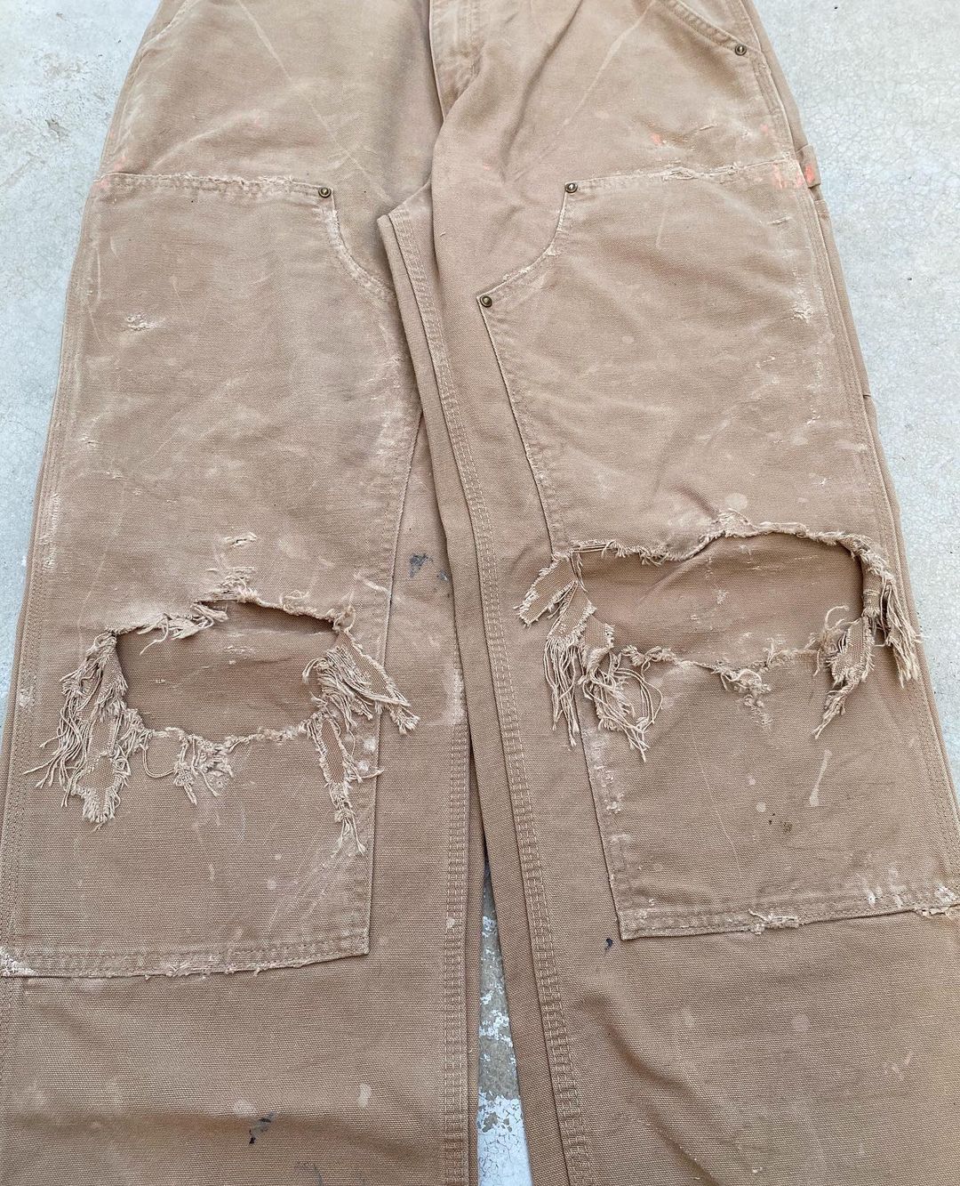 1990s Tan Carhartt Knee Blowout Double Knee Pants