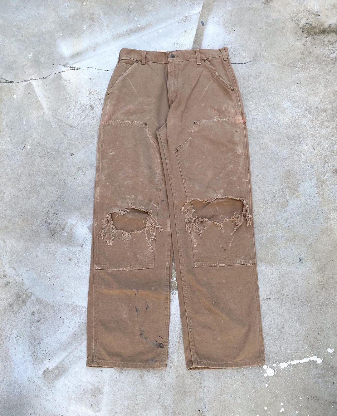 1990s Tan Carhartt Knee Blowout Double Knee Pants