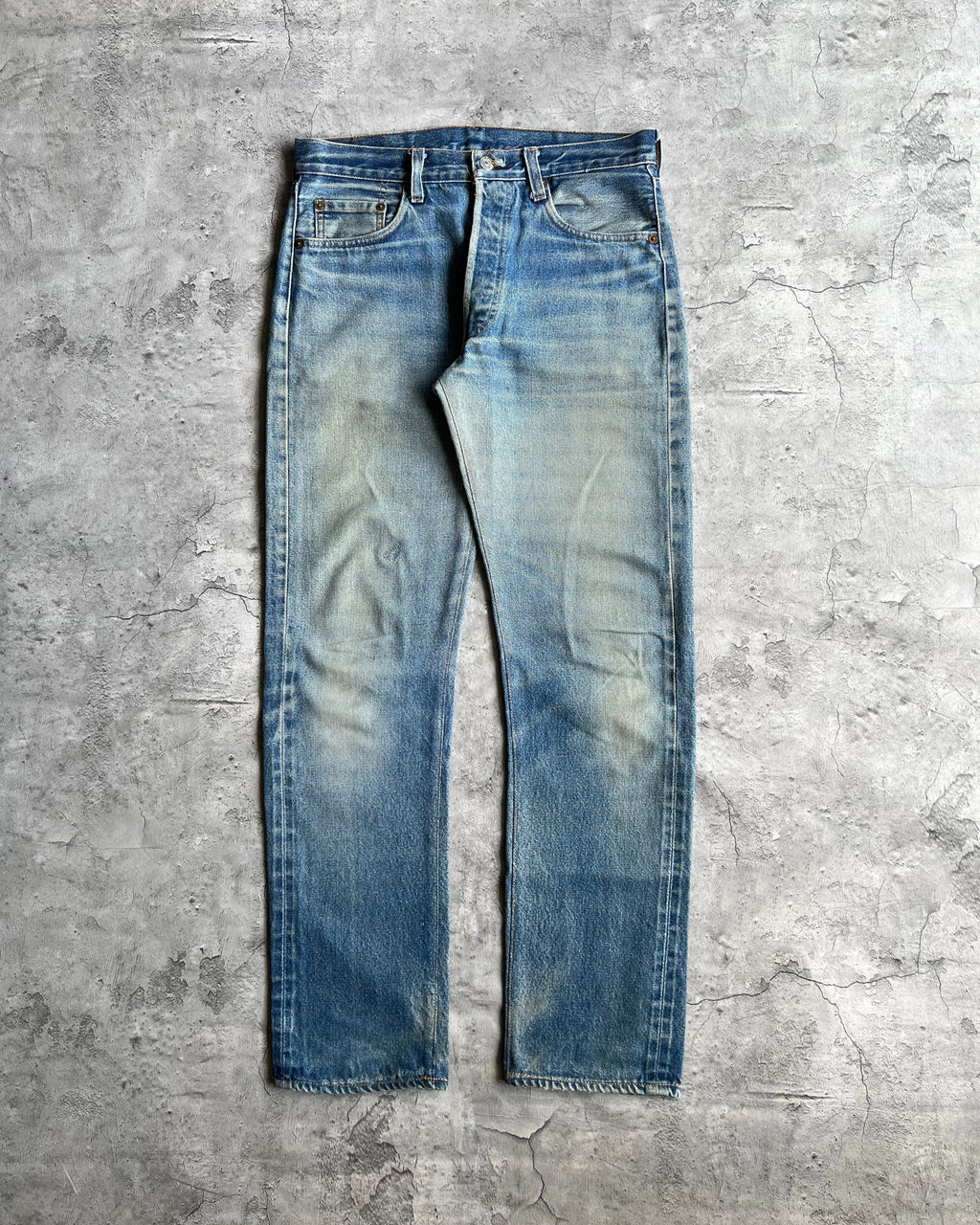 1980S FADED WASHED LEVI'S 501 REDLINE SELVEDGE JEANS (31X31)