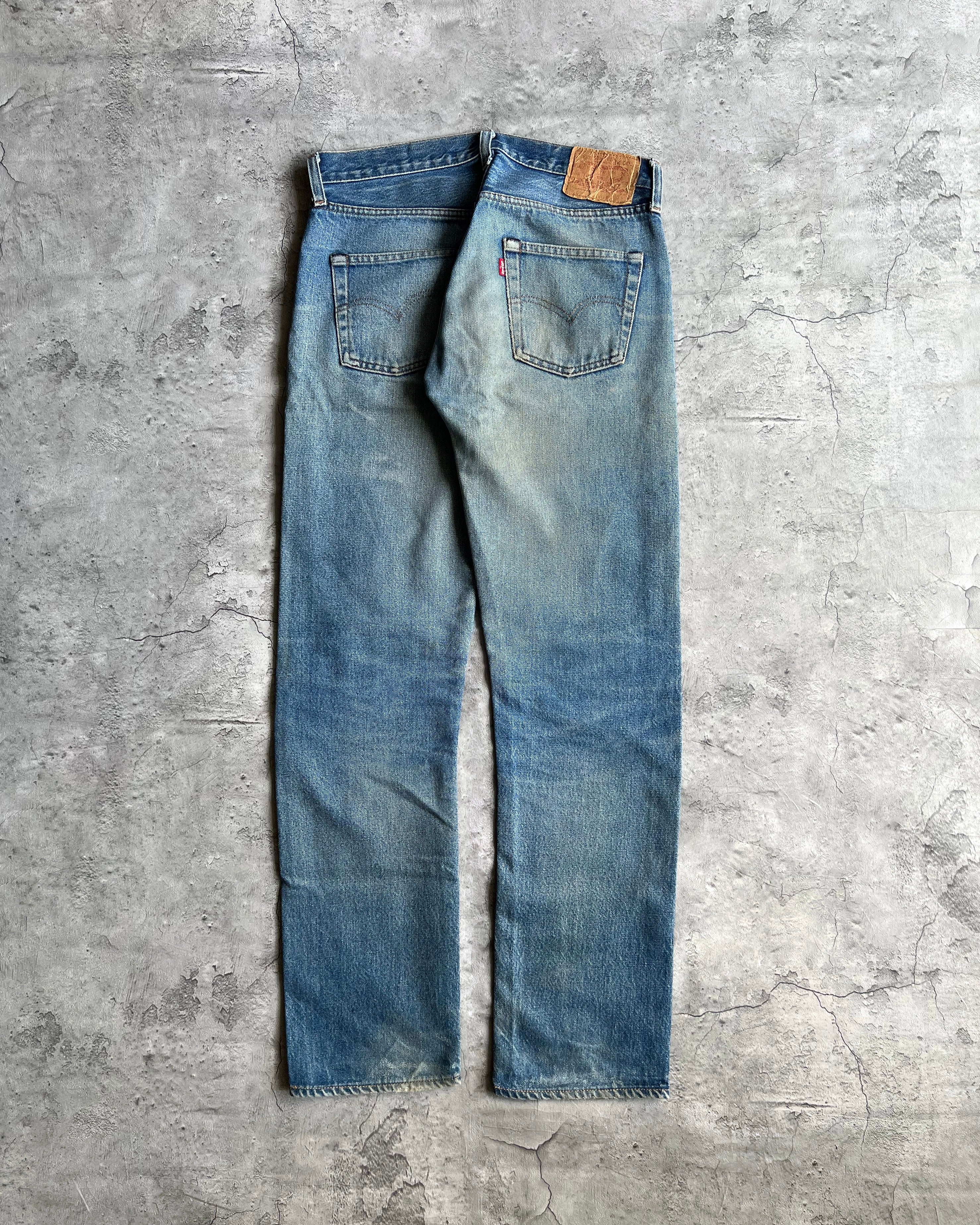 1980S FADED WASHED LEVI'S 501 REDLINE SELVEDGE JEANS (31X31)