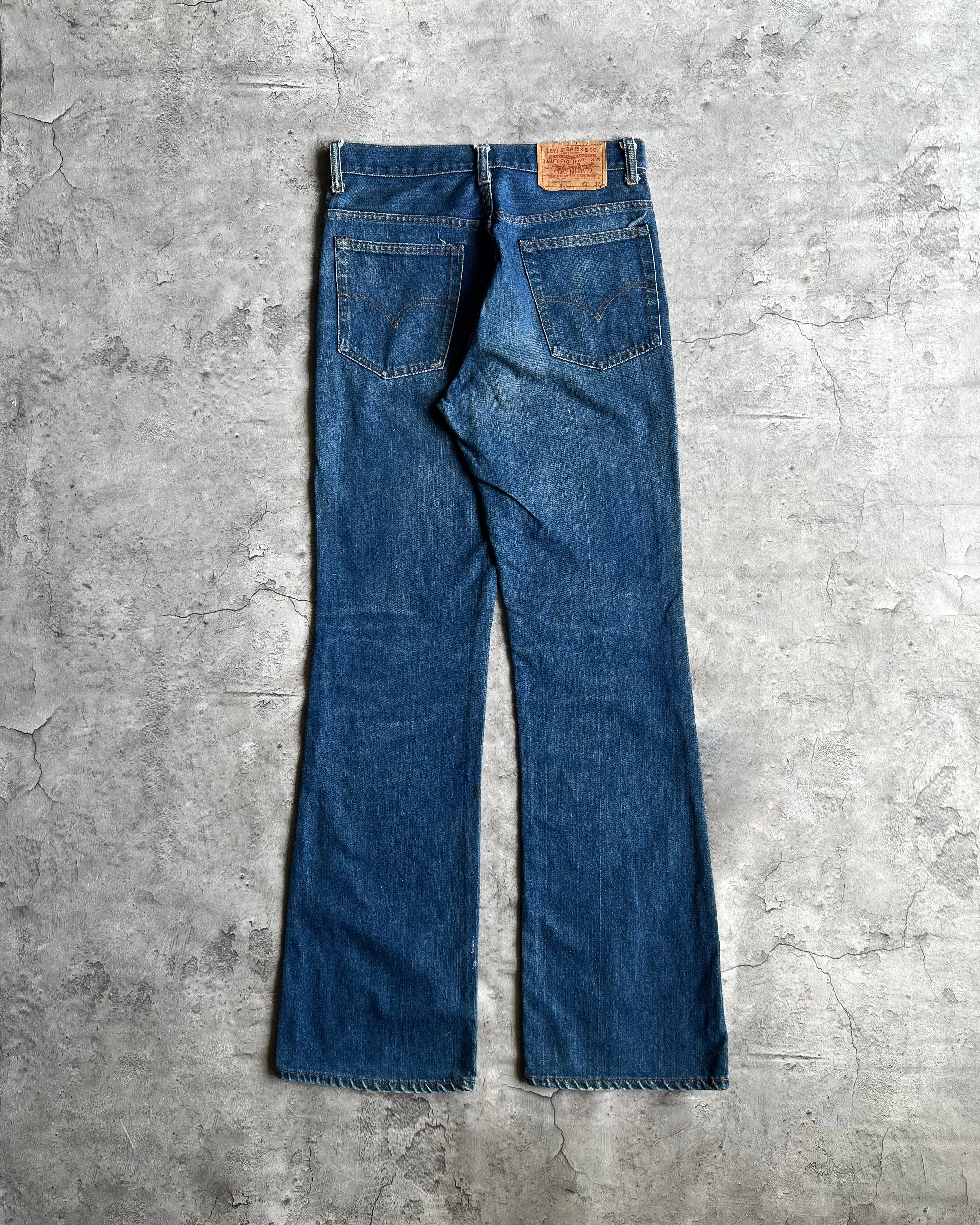 1970S DARK WASHED SINGLE STITCHED LEVI'S 517 BOOTCUT JEANS (30X32)