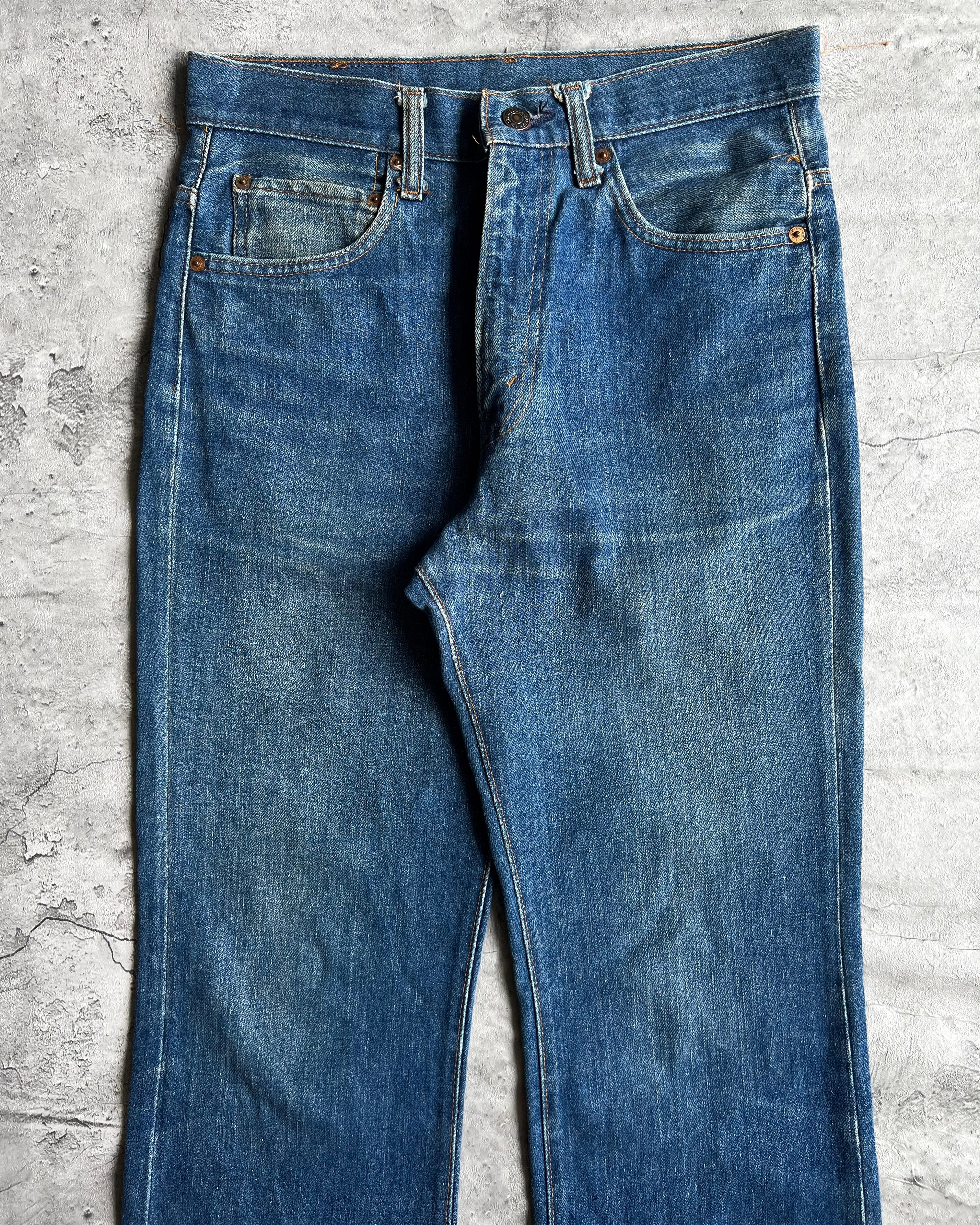 1970S DARK WASHED SINGLE STITCHED LEVI'S 517 BOOTCUT JEANS (30X32)