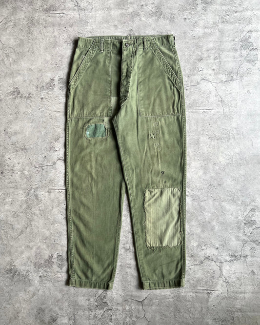 1960S OG-107 SATEEN UR ARMY REPAIRED TROUSERS (30-33)