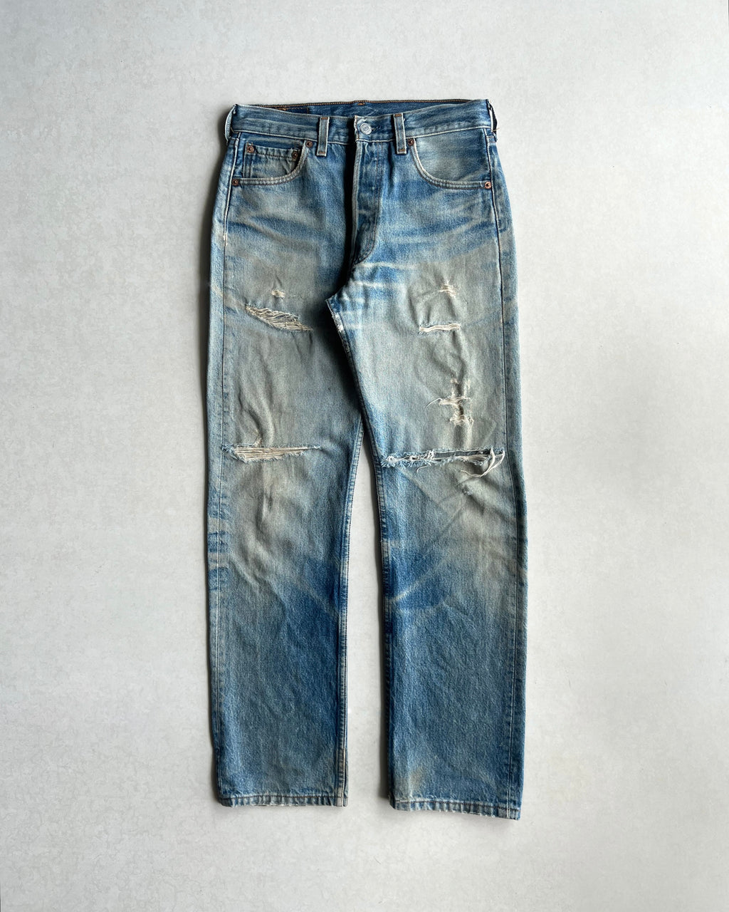 1990S FADED WASHED LEVI'S 501 REPAIRED JEANS (29X30)