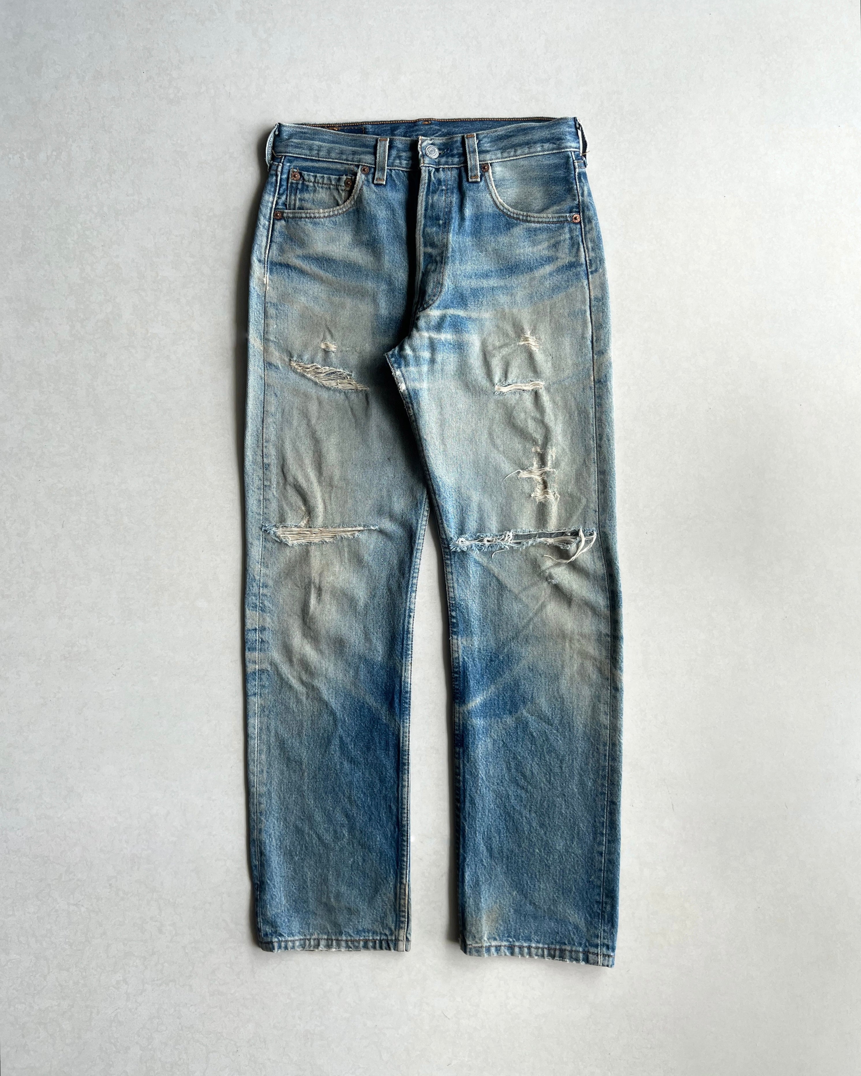 1990S FADED WASHED LEVI'S 501 REPAIRED JEANS (29X30)