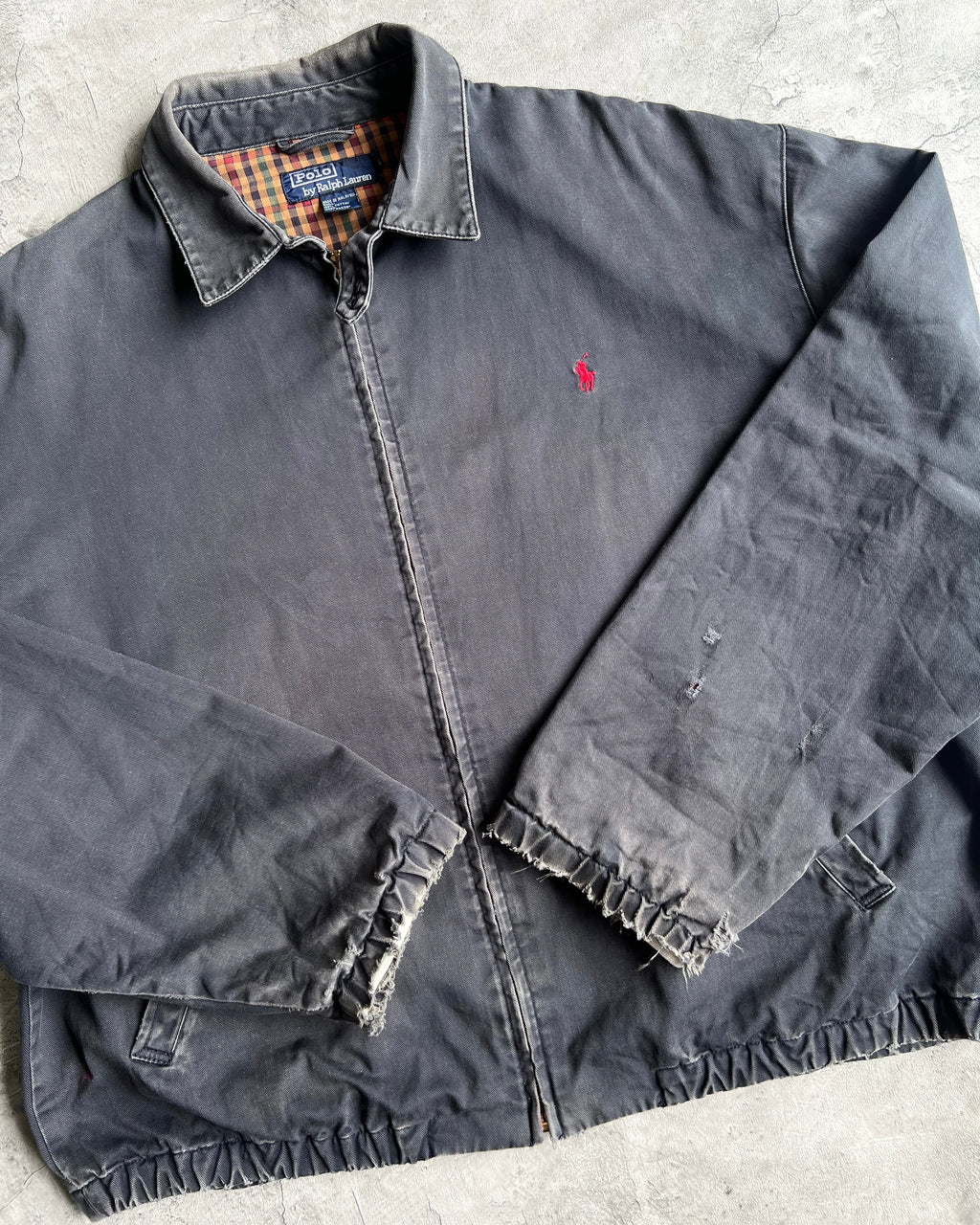 1990S SUN FADED POLO RALPH LAUREN HARRINGTON JACKET (L)