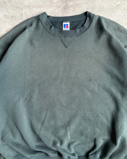 1990S FADED FOREST GREEN RUSSELL SWEATSHIRTS (XXL)