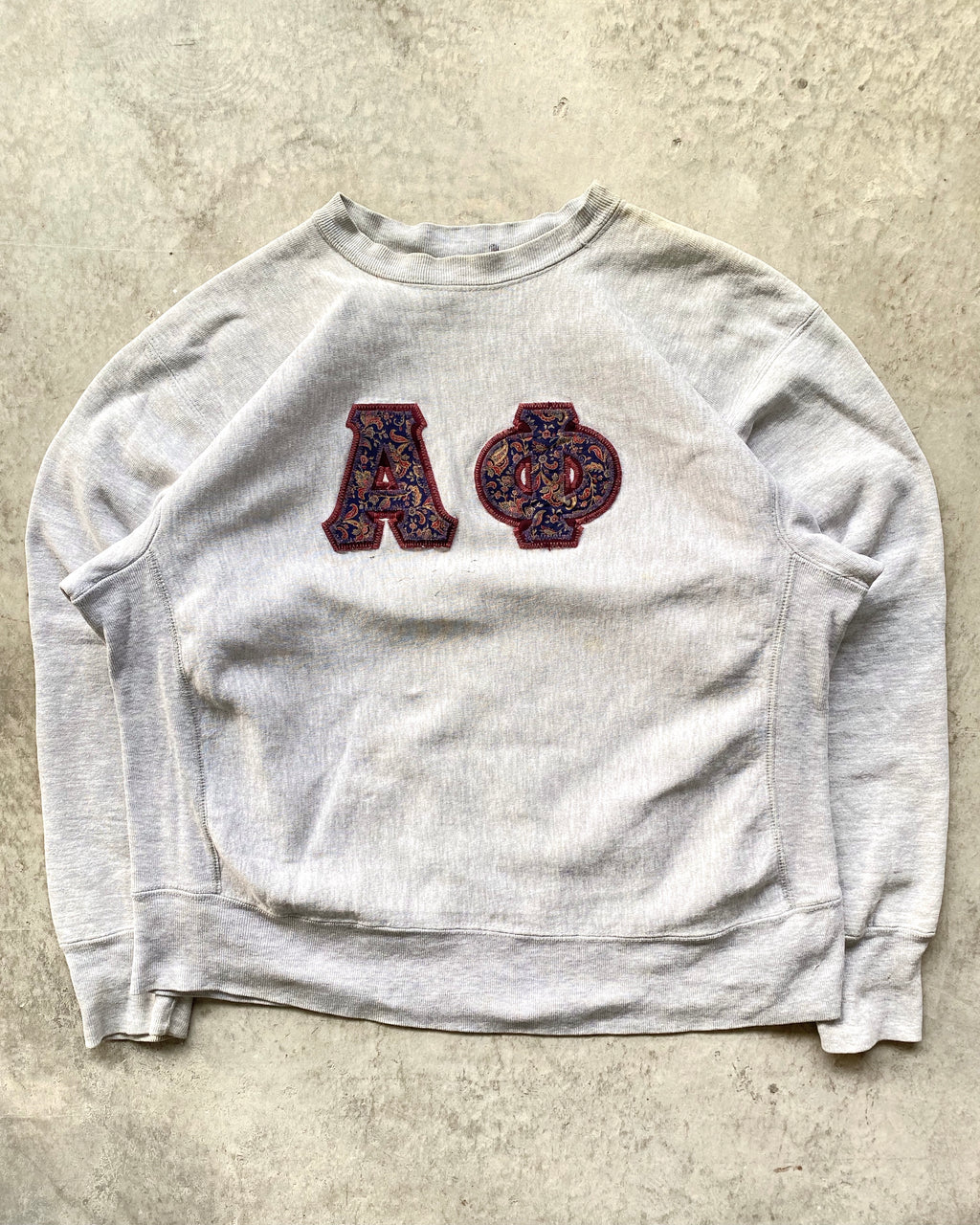 1980S 'AQ' GREY CHAMPION REVERSE WEAVE SWEATSHIRTS (S-L)