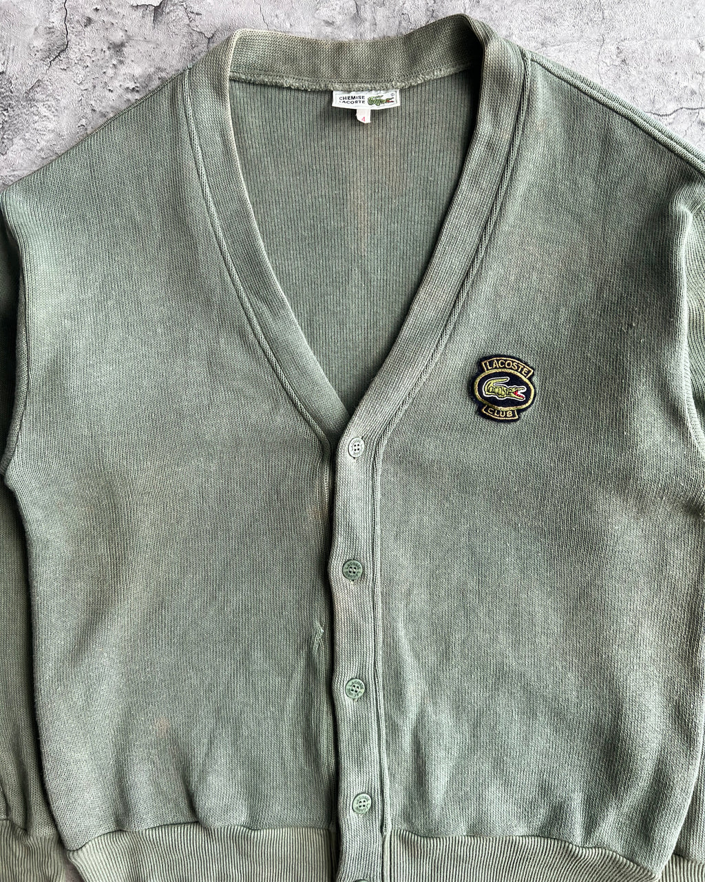 1980S GREEN LACOSTE CARDIGANS (S-L)