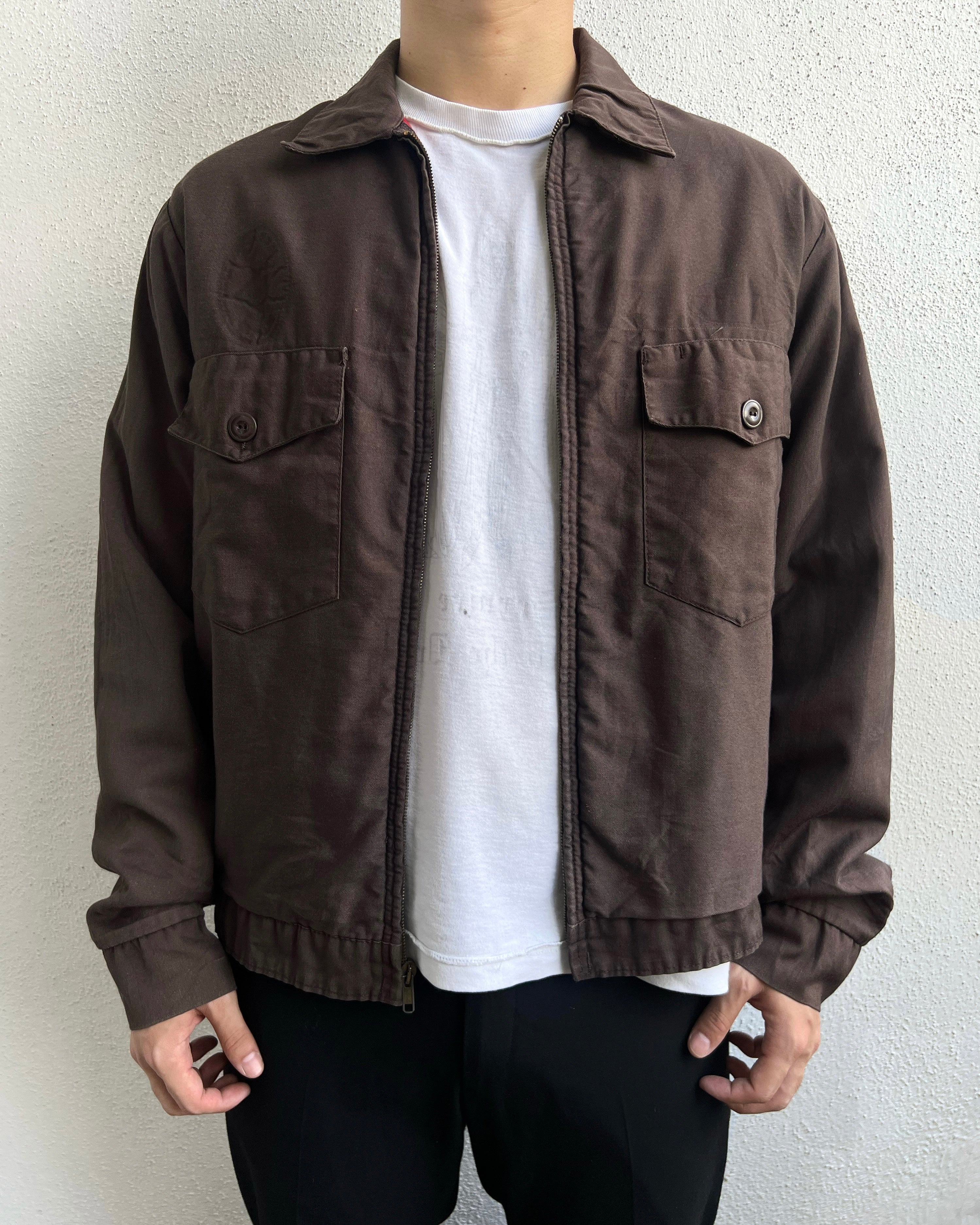 1970S BROWN CLAYTON DOUBLE POCKET WORK JACKET (L)
