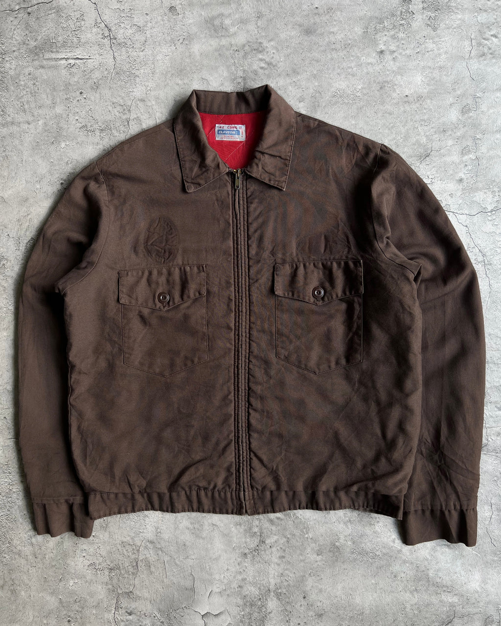 1970S BROWN CLAYTON DOUBLE POCKET WORK JACKET (L)