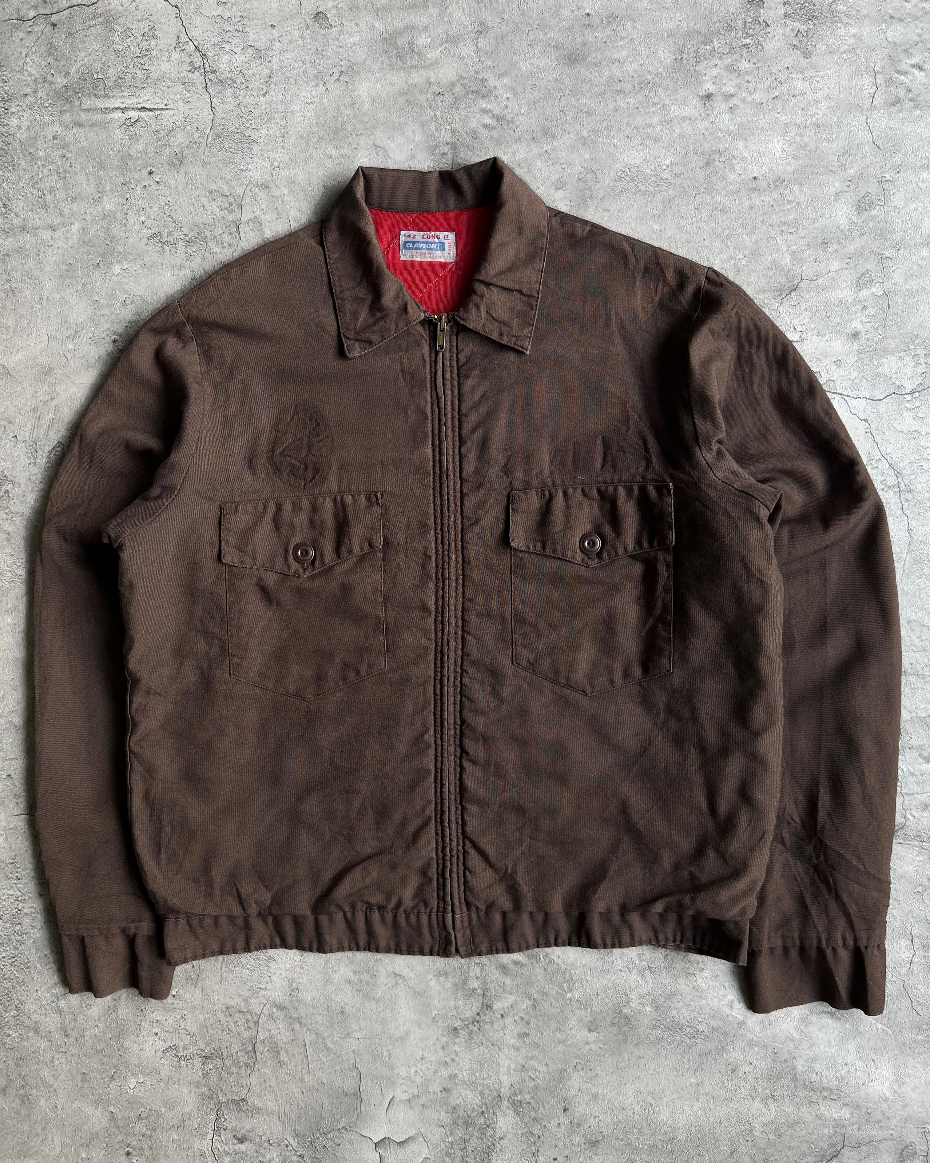 1970S BROWN CLAYTON DOUBLE POCKET WORK JACKET (L)